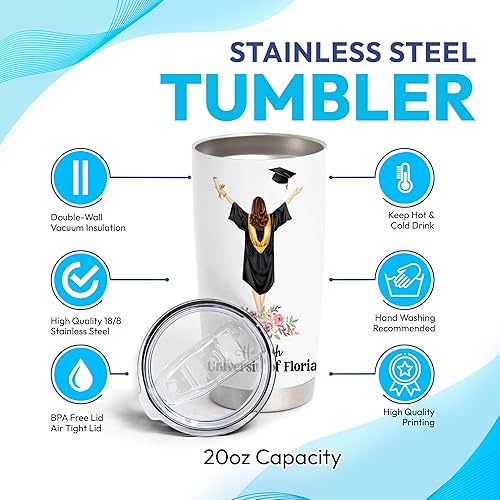 Miniatura 10 de Hyturtle Vaso de graduación personalizado Behind All Your Memories Class Of 2024, tazas personalizadas con tapa, tazas de café de 20 onzas y 30