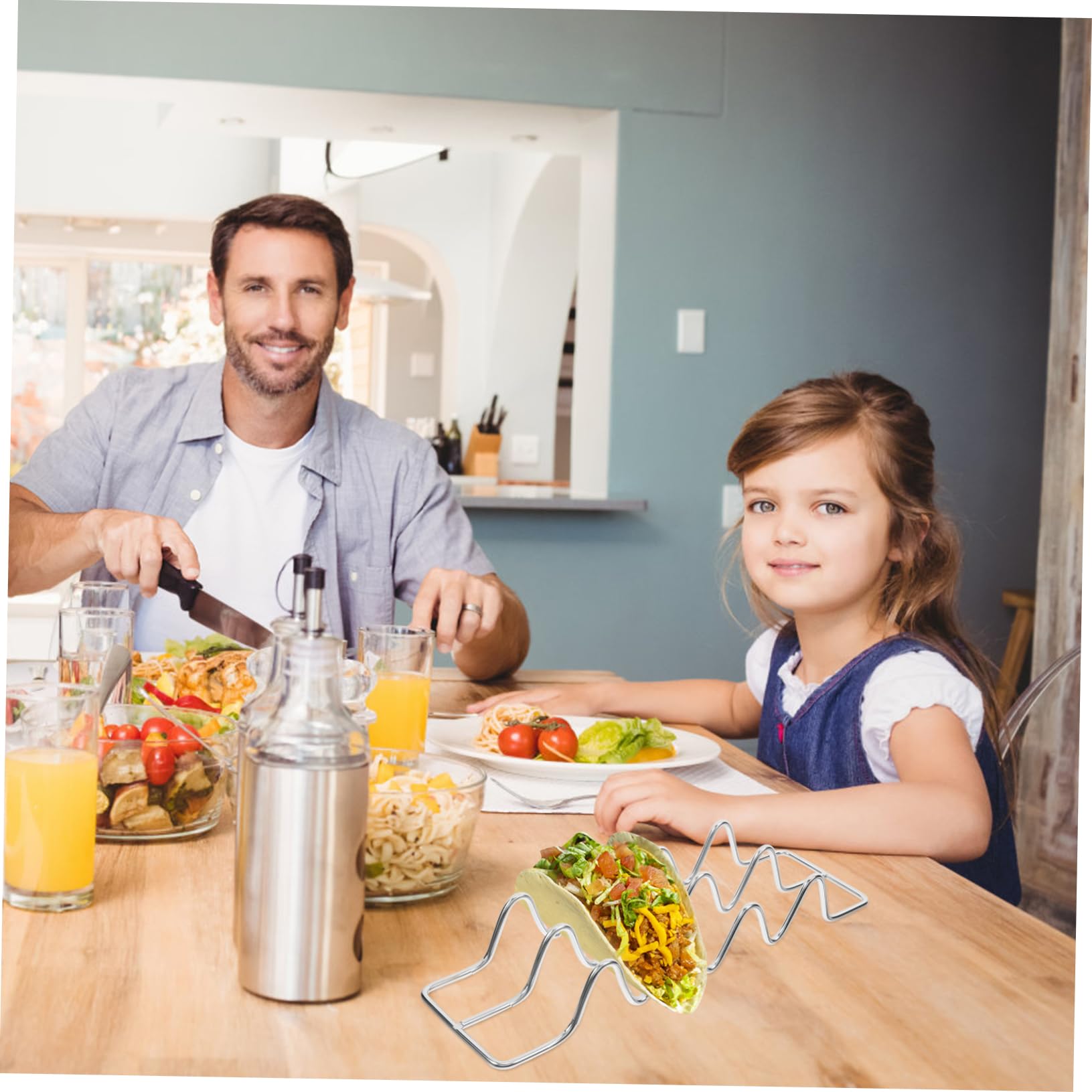 PRETYZOOM 2pcs Rack Storage Stainless Taco Holder Pancake Holder Burrito Holder Pancake Stand Tortilla Serving Stand Metal Taco Holder Pancake Tray 304 Stainless Steel Silver