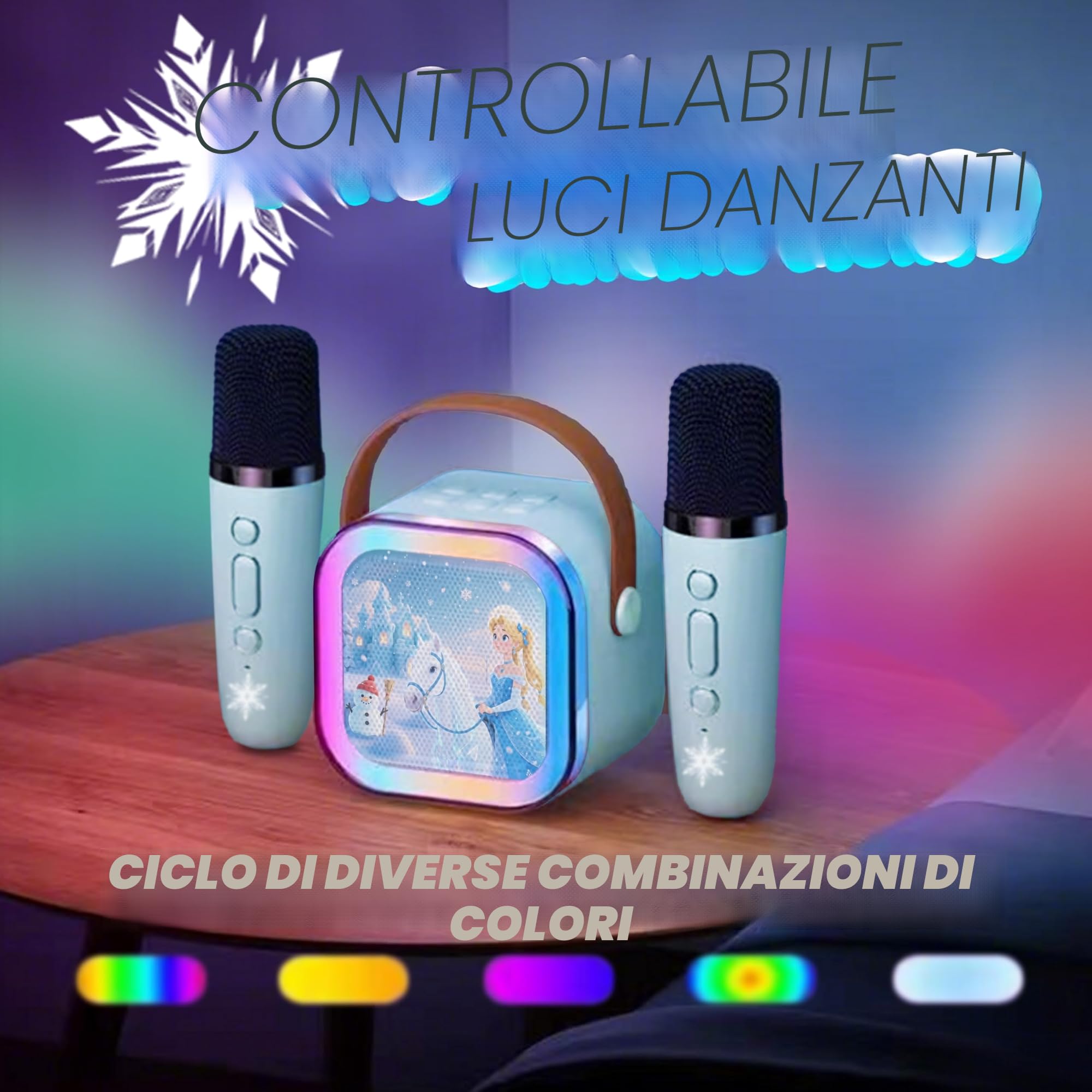 Karaoke per Bambini con 2 Microfoni Wireless Bluetooth Cassa, Regalo Giochi Bambina 3-7 Anni
