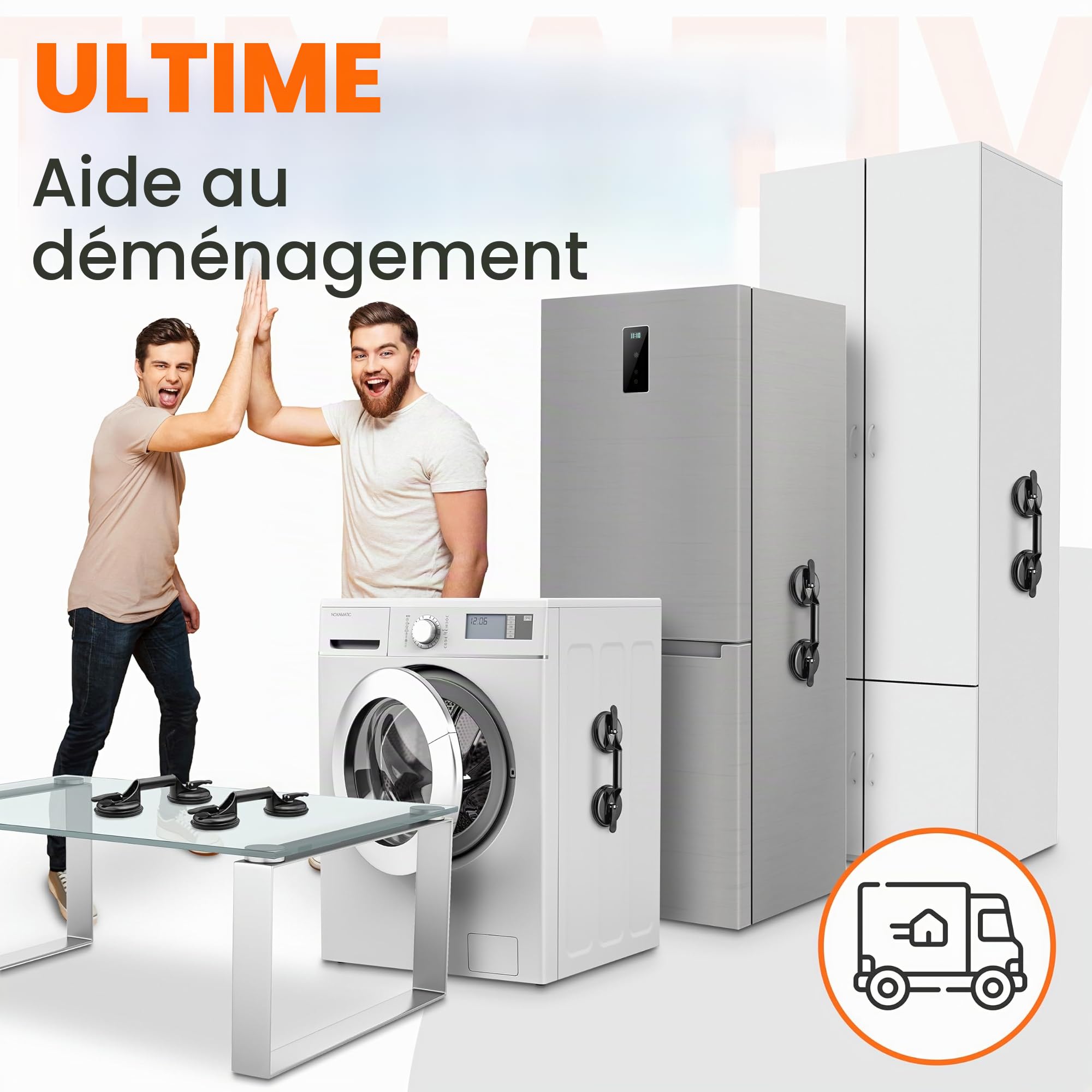 JK Trade® Lot de 2 ventouses avec poignée de transport | Lève-vide antidérapant avec poignée de maintien jusqu'à 120 kg | Outil de levage à ventouse comme aide au transport pour vitres, carreaux,