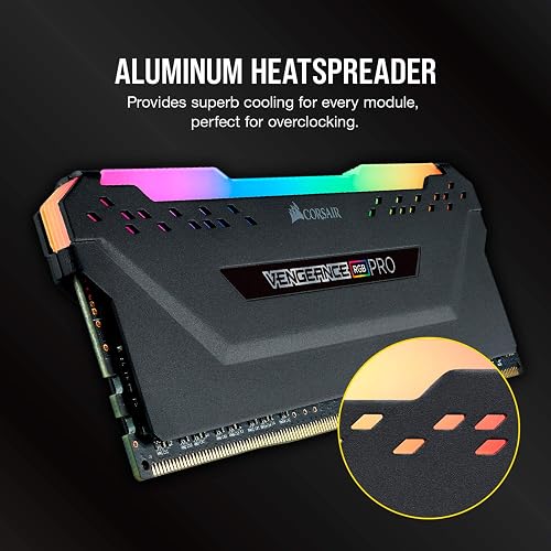 Mémoire de Bureau Corsair Vengeance RGB Pro 32 Go (2x16 Go) DDR4 Jusqu'à 3200 MHz C16 - Noir - 5