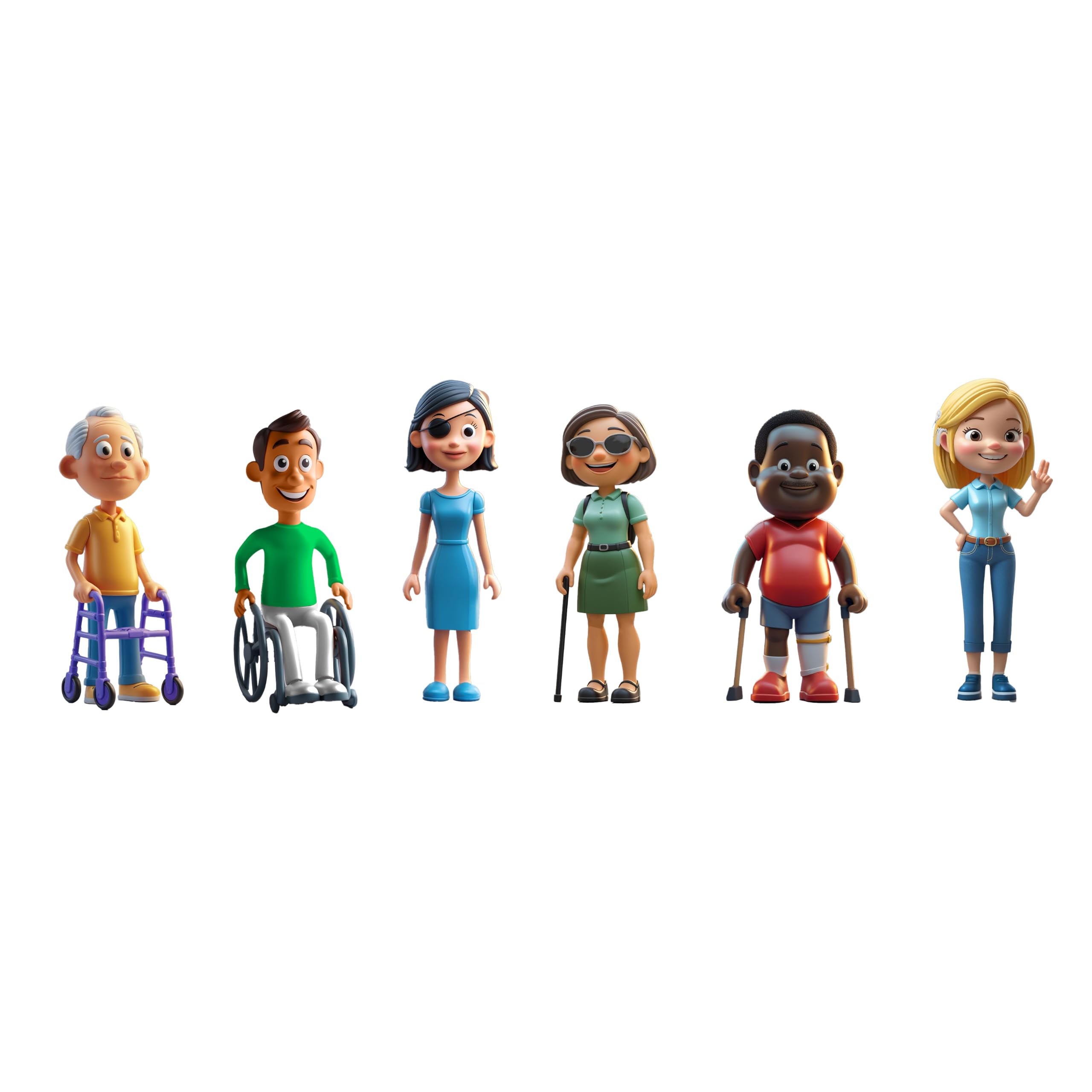Miniland Ensemble de Personnages sur la diversité Fonctionnelle – 6 poupées incluses pour Jeu Symbolique, Jeu éducatif sur Inclusion, éducation émotionnelle et valeurs, 2 Ans et Plus