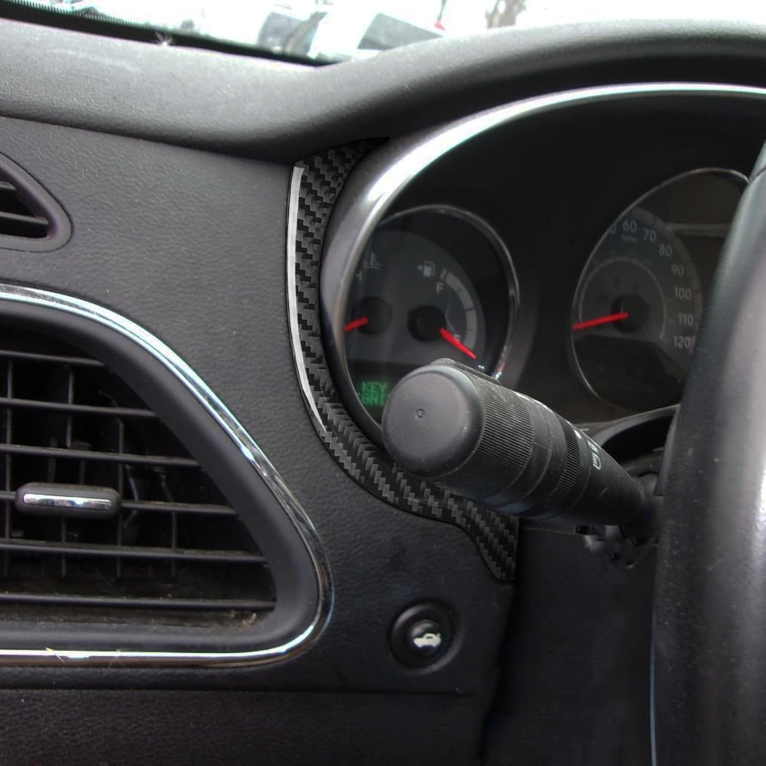 Car Carbon Fiber Accessories Dashboard Bezel 2pcs Protective Cover Sticker Compatible with Chrysler 200 2011 2012 2013 2014