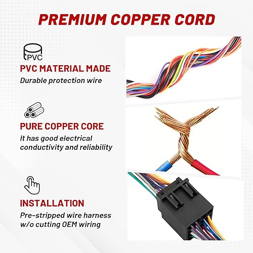 Miniatura 5 de RED WOLF Adaptador de arnés de cableado de radio ISO de 16 pines macho y hembra para Freightliner 2004-2021, Volvo 2004-2016, conector estéreo