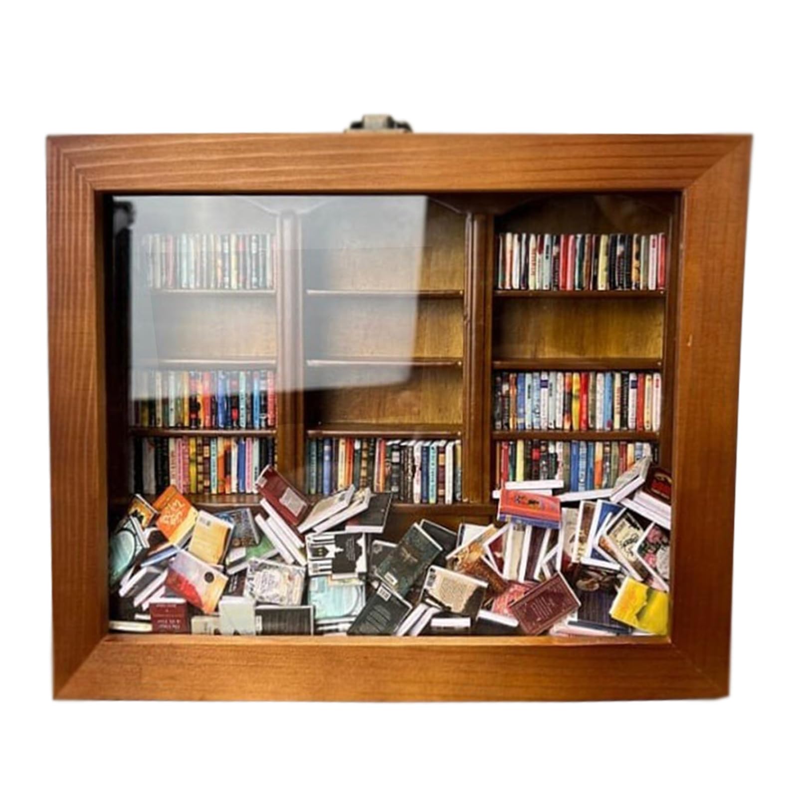 Anxiety Bookshelf Shake Away Your Anxiety, Anxiety Bookshelf Miniature, Mini Shaking Bookshelf, Handmade Wooden Bookshelf, Miniature Book Match Boxes Display Case Cabinet, Gifts for Book Lovers