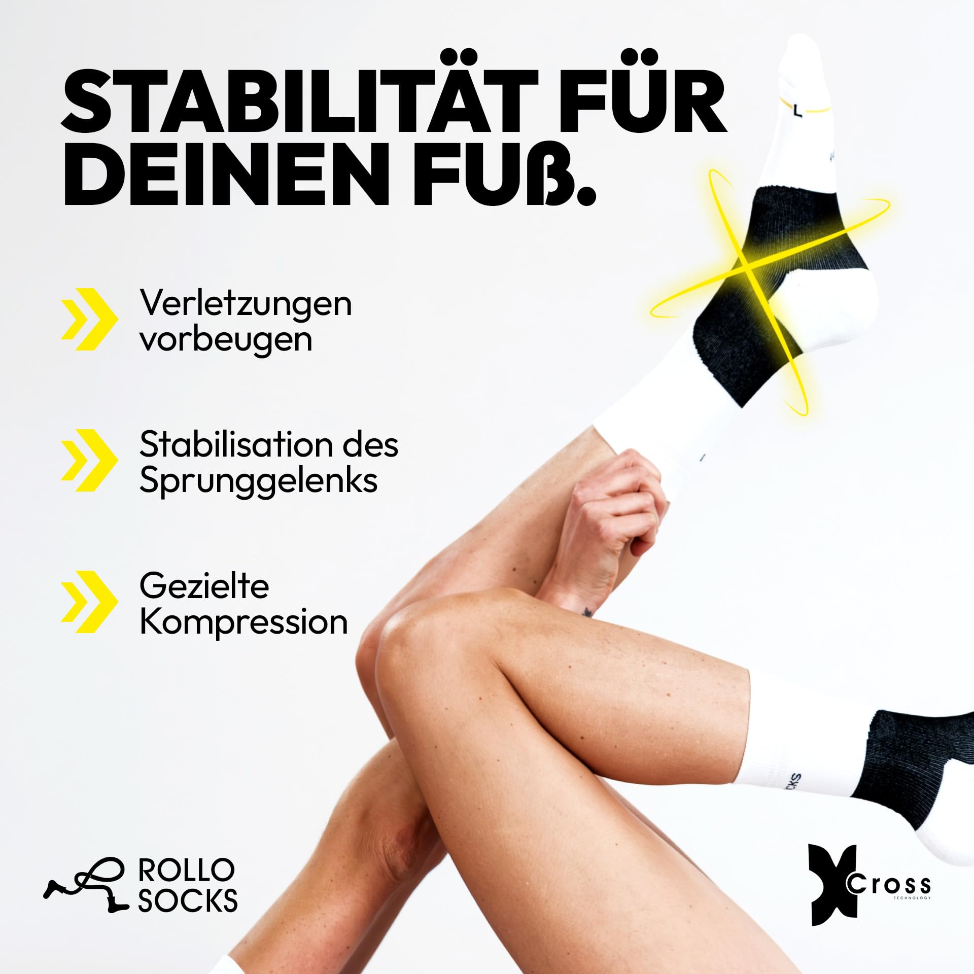 ROLLO SOCKS Team 5.0 – Calzini da corsa con compressione mirata, corsa, supporto per caviglia, bendaggio per caviglia, calzini sportivi, adatti per ogni sport