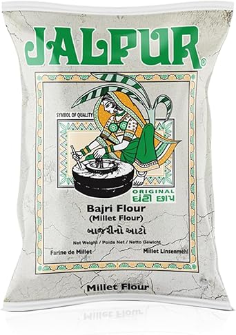 JALPUR MILLERS Stone Ground Millet flour 500g - Bajra Flour - Bajri Atta flour for Roti, Flatbreads, Baking & Traditional Indian Cooking - Fine Ground Millet - Rich in Fibre & Iron