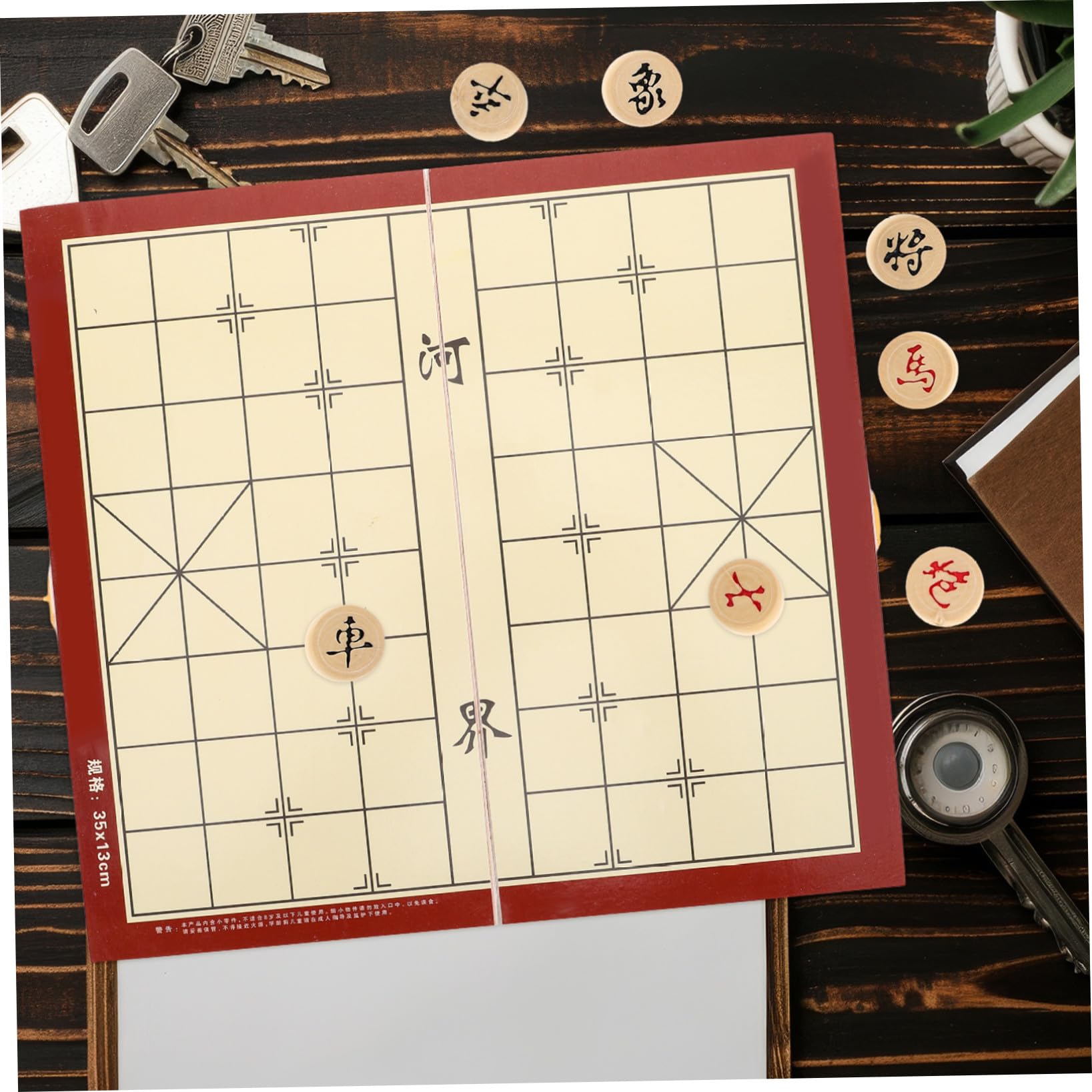 TOYANDONA Tablero de Ajedrez Chino Adecuado para Guardar y Ahorrar Espacio de Madera Plegable con Almacenamiento Integrado y Caja para Piezas Temático de Fantasía Juego de Mesa de Viaje