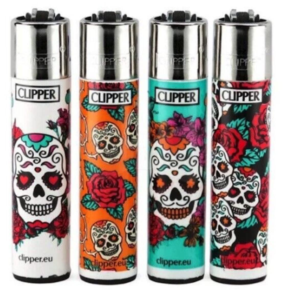 Clipper Mexican Skulls Lighter Bundle 4 Pack