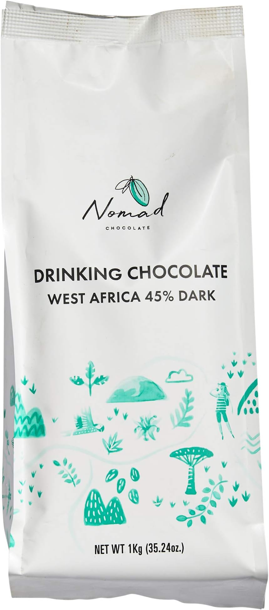 Nomad Chocolate - Hot Chocolate West Africa 45% Dark, 1kg - PACK OF 6kg