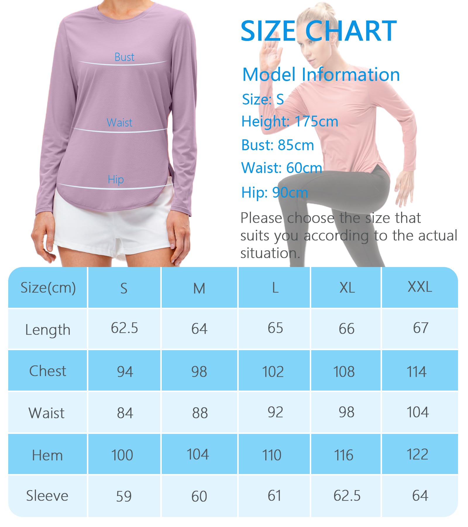 T-shirt de sport à manches longues pour femme, protection UV UPF 50+, séchage rapide, léger et respirant, haut fonctionnel pour randonnée, yoga et entraînement