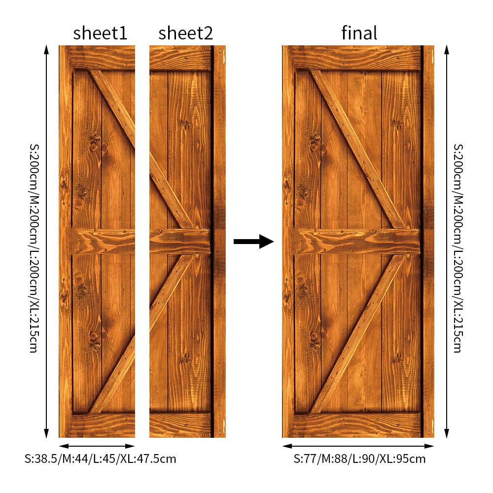 Stickers Porte Géométrie Grain De Bois Autocollants De Décoration Pour Porte PVC Poster Pour Porte Amovible Stickers Porte Placard Imperméable Poster De Porte Auto Adhésif Autocollant Porte 95x215cm