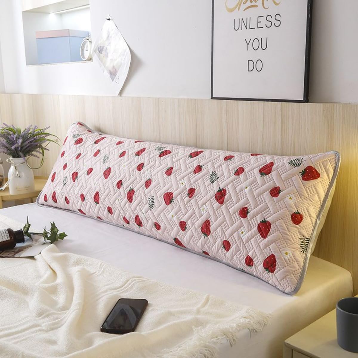 Luxury Quilted Waterproof Double Pillowcase with Envelope Closure, 4ft/5ft/6ft Extra-long Sweat & Stain Resistant Bolster Cushion Cover for Pregnant Maternity Women (style7,48 * 120cm(4ft))