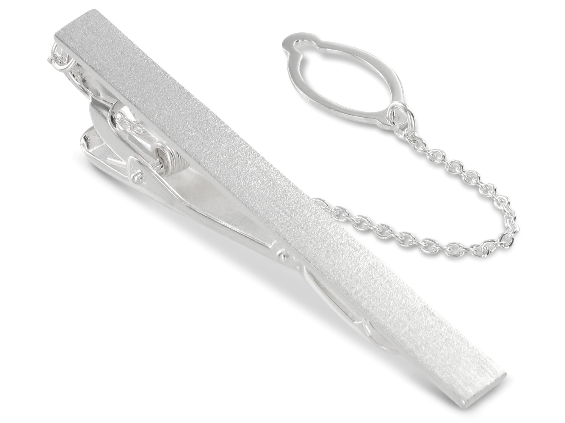 BROOKER Krawattenklammer/Krawattennadel in Silber mit Sicherheitskette