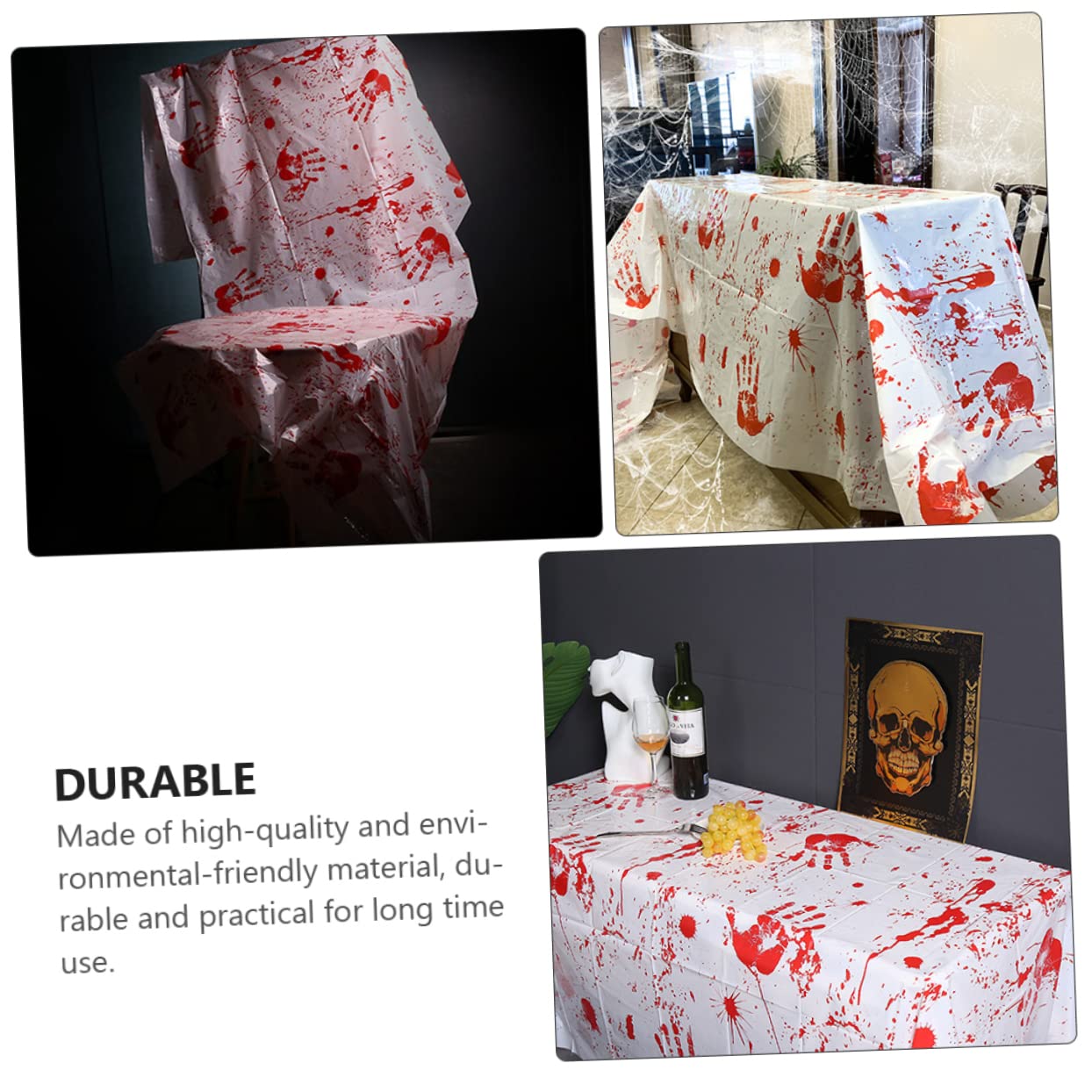 TOPBATHY 2sets Decorazioni Per Halloween Tovaglia Handprint e Grembiule Abbinato e