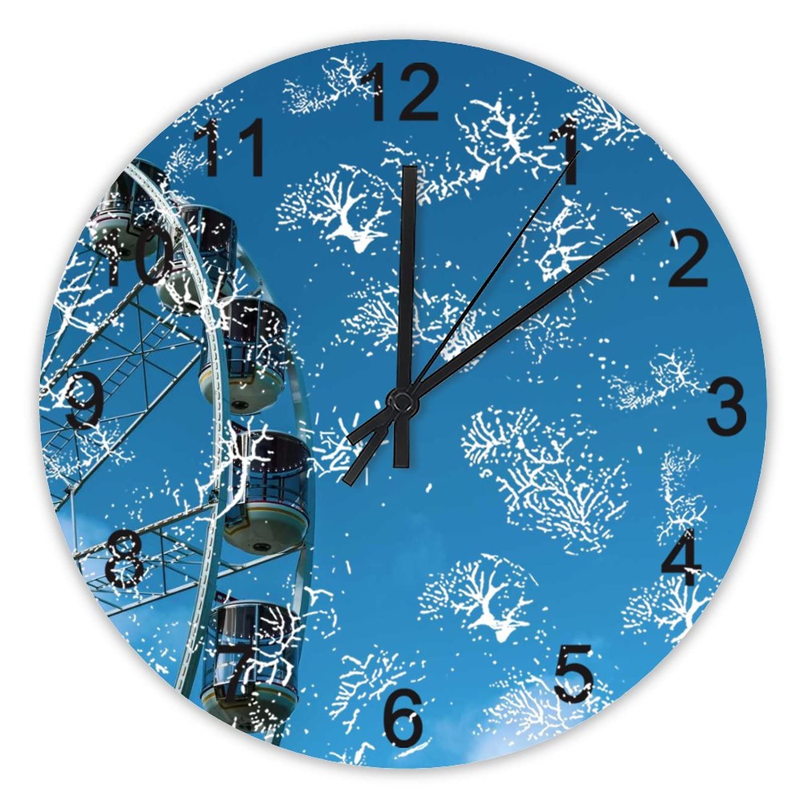 Horloge murale sans tic-tac grande roue bleue pour apaiser l'ambiance du bureau