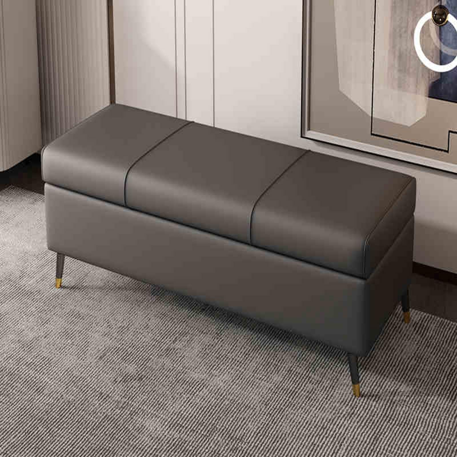 Banco de cuero con almacenamiento elegante y diseño funcional para dormitorio