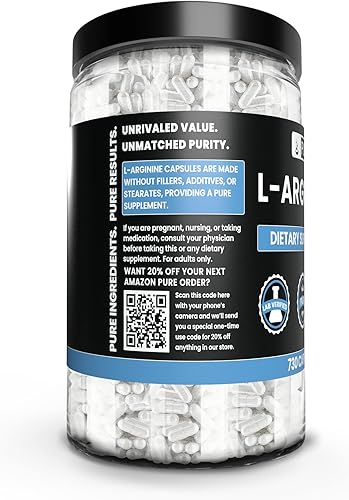 Miniatura 6 de L-Arginina (365 cápsulas) suministro de 6 meses, precursor de óxido nítrico