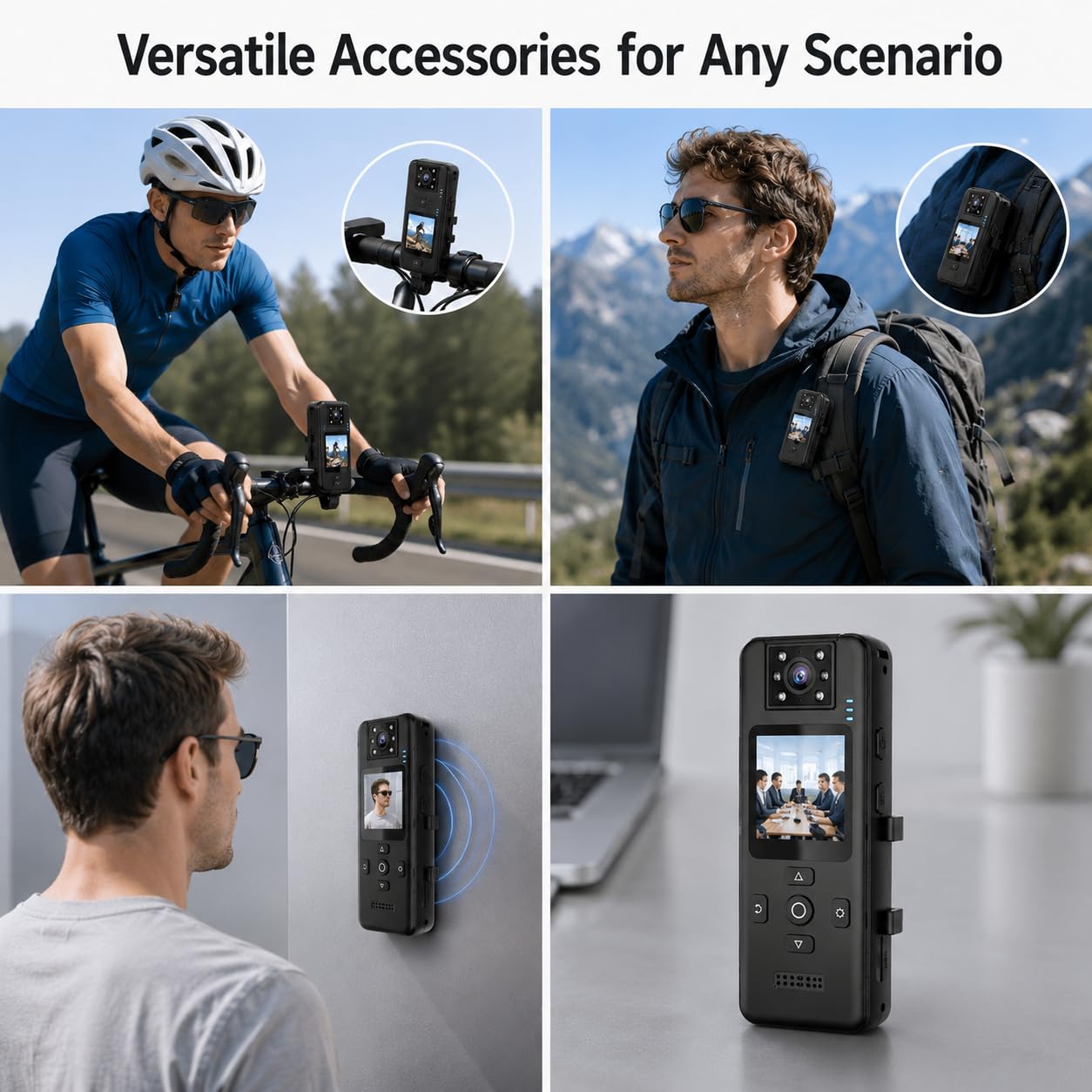 4K Bodycam Körperkamera Mini mit Audio und Video, 180° Drehbares Objektiv, Nachtsicht, Bewegungserkennung, SOS Alarm, 64GB Speicherkarte, Dual Akku & Ladestation für Sicherheit Outdoor Reisen