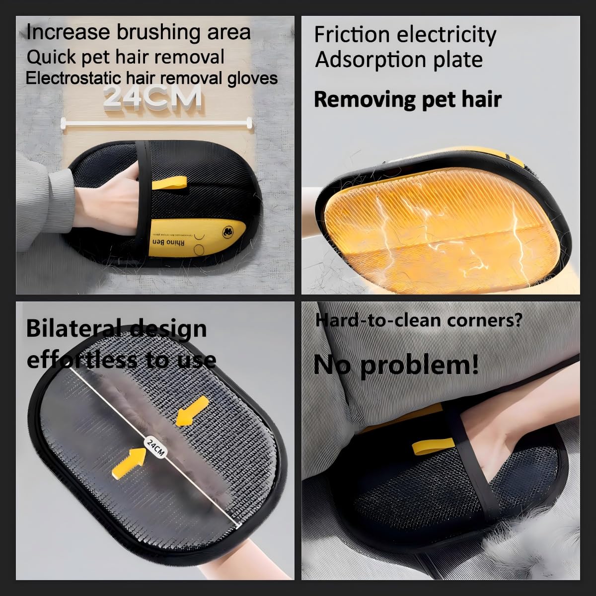 EVIMAR Pet Hair Remover Gloves for Dogs and Cats Electrostatic Grooming Gloves for Furniture Car, Couch & Carpet - Image 2