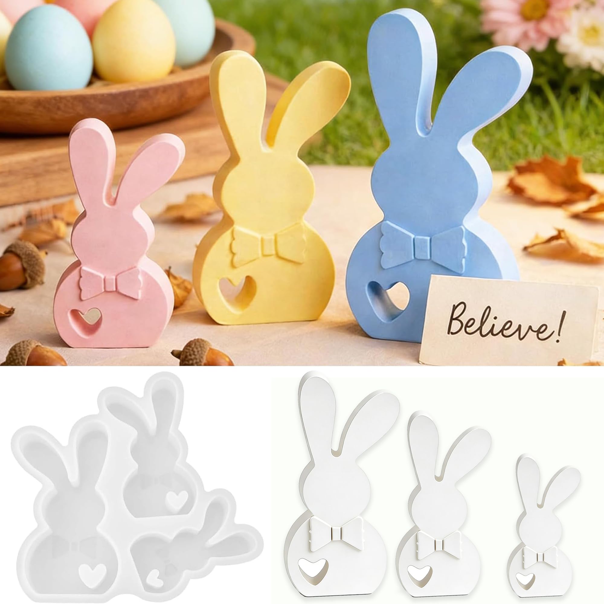 Ostern Kaninchen Silikonform,Silikonformen Ostern,3D Osterhase Kerzenformen Seifenform,Kaninchen silikonformen,Gipsform Silikonform