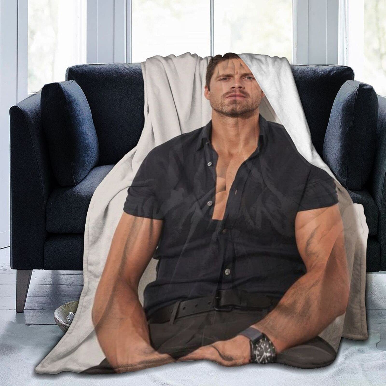 sebas-tian stan The Winter Soldier Jack Benjamin Blankets Lightweight Soft Soft Fluffy Cozy Fleece Blanket Super Soft Shagge All Season for Couch Sofa Bed 3d 50"x40"