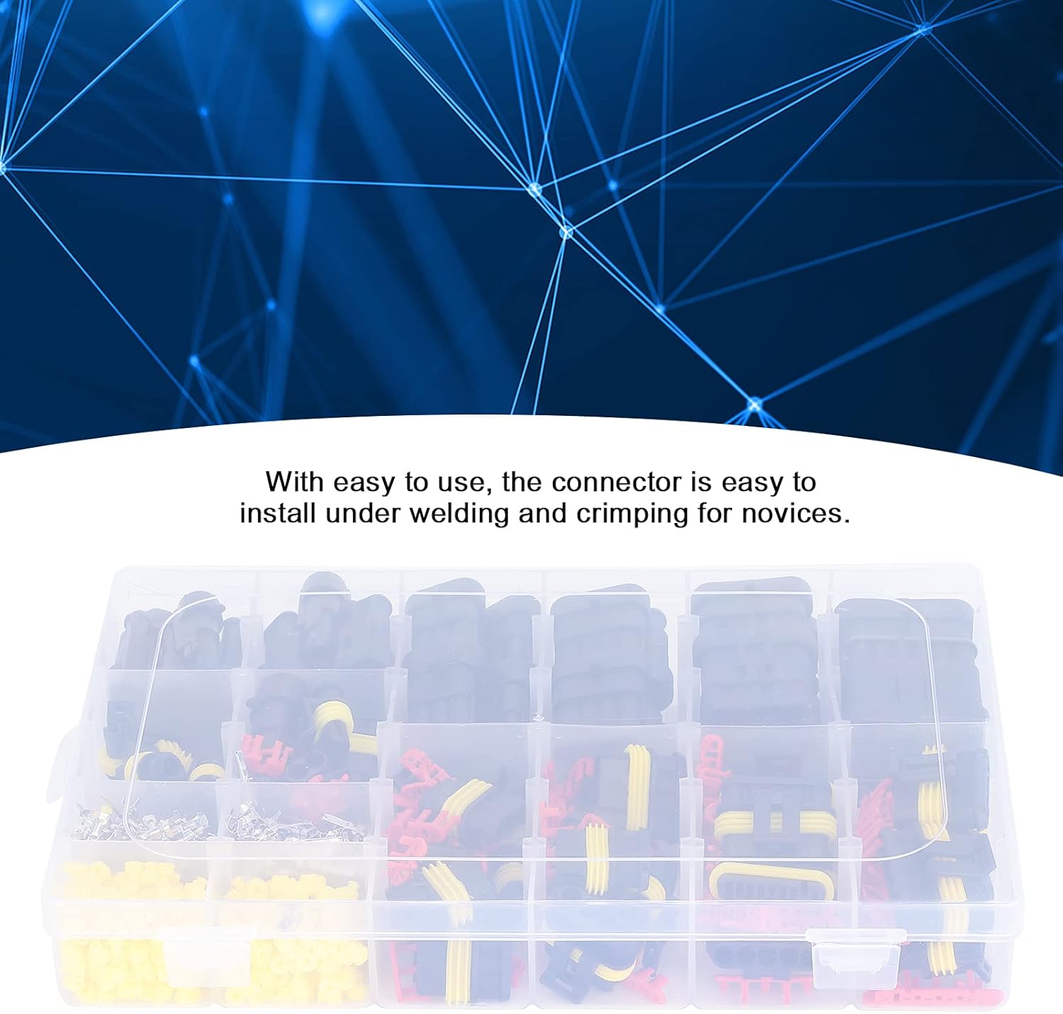 708Pcs Car Wire Connector Plug Kit, Copper Plated Terminals, Marine Grade Socket Kit with 1/2/3/4/5/6 Hole Options for Automotive Lighting Electronics