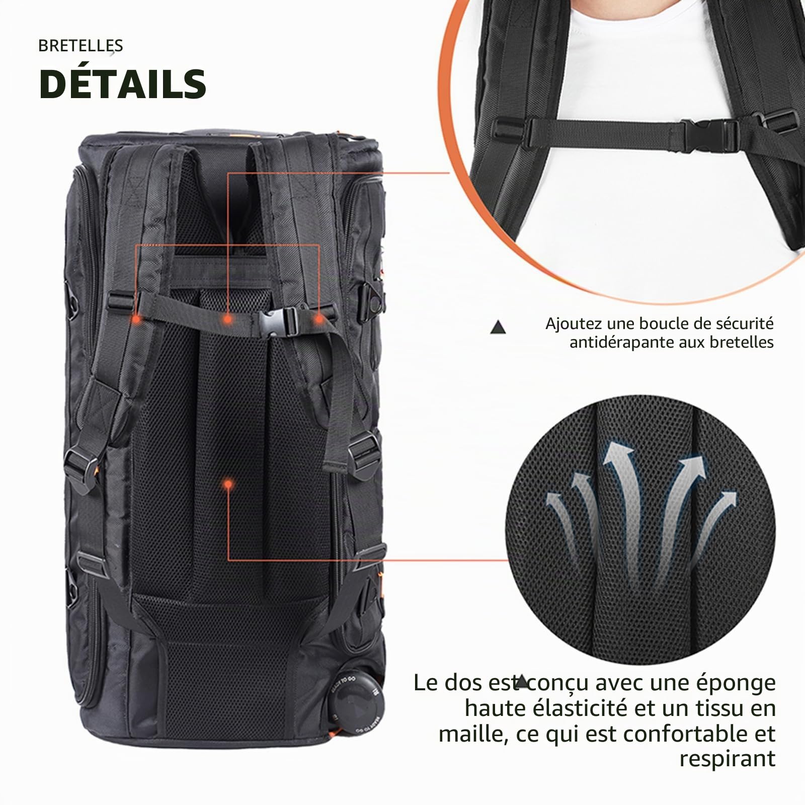 Sac à dos/étui de haut-parleur Bluetooth portable pour haut-parleur Bluetooth JBL PARTYBOX 320, sac de transport léger et confortable pour les voyages en plein air, Noir/blanc, 25.9 x 14.1 x 12.9