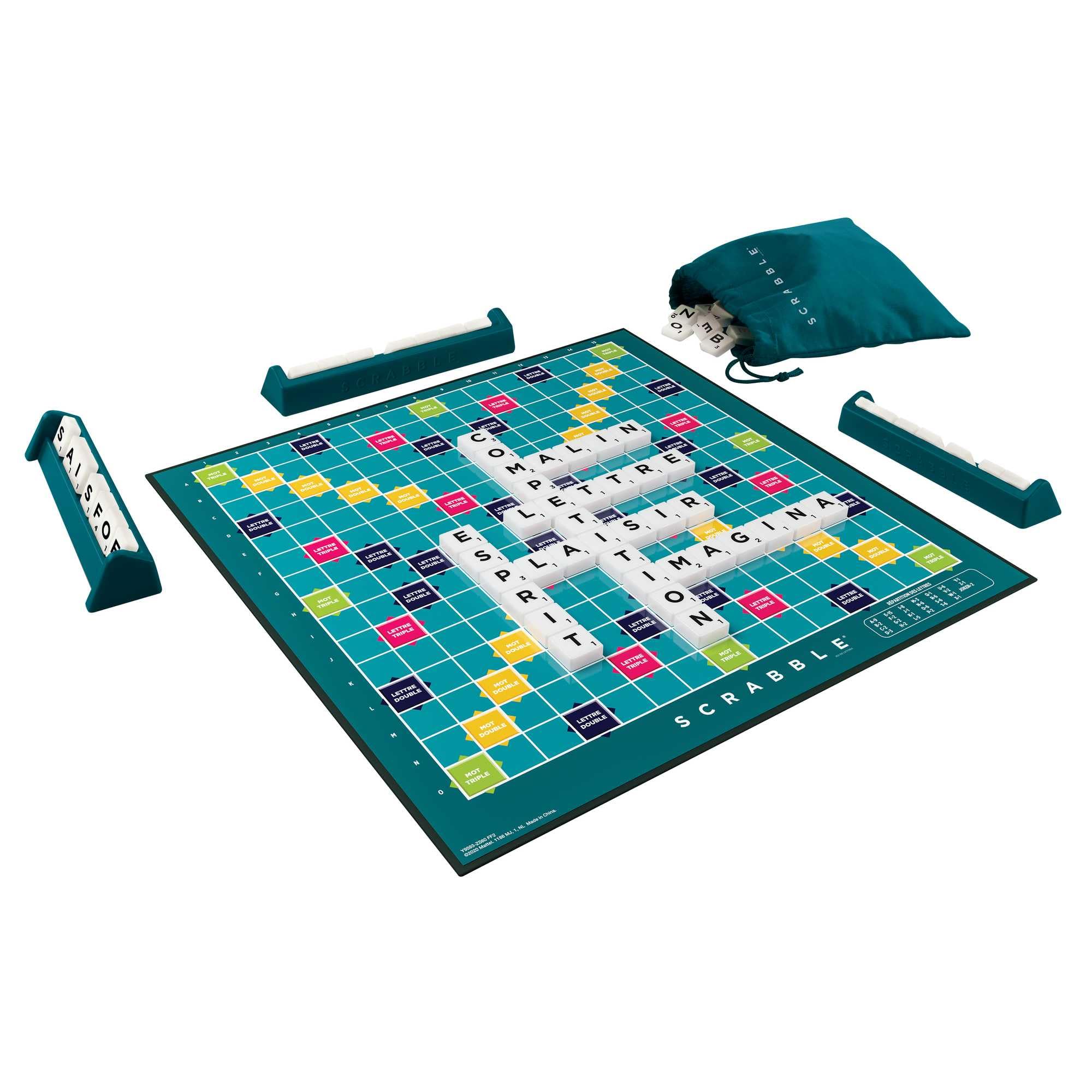 Mattel Games Scrabble Classique, Jeu De Société De Mots Croisés Familial pour Adultes Et Enfants, Version Française, Jeu De Lettres pour 2 À 4 Joueurs, Jouet pour Enfant de 10 Ans et Plus, Y9593