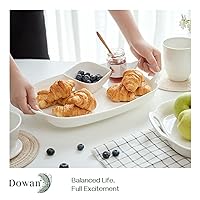 Vista 4 de DOWAN Serving Tray with Handles, 15.4" Large Platters for Wedding Decor, Porcelain Serving Dish for Entertaining, White Plates for Salad Meat Fruit