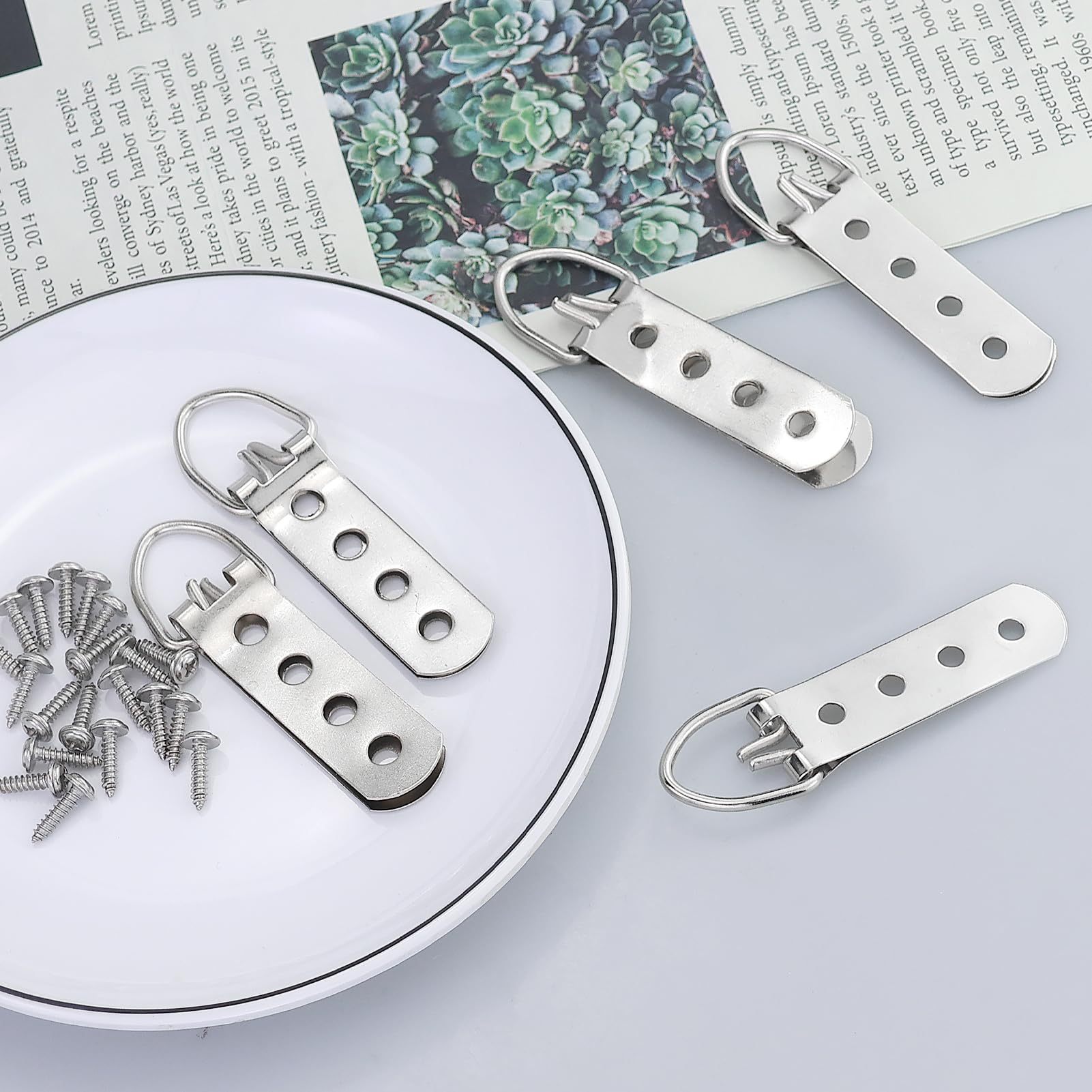 Ganci per Foto a 4 Fori con Anello a D, Appendini Super Pesanti per Immagini e Specchi, Robusti con Viti