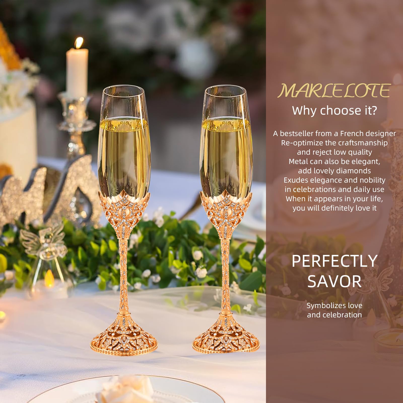 Lot De 2 Flûtes à Champagne De Mariage – Lot De 2 Flûtes à Champagne élégantes Mr Et Mrs En Cristal étincelant Pour Toast De Mariage, Cadeau Pour Mariée Et Marié, Anniversaire