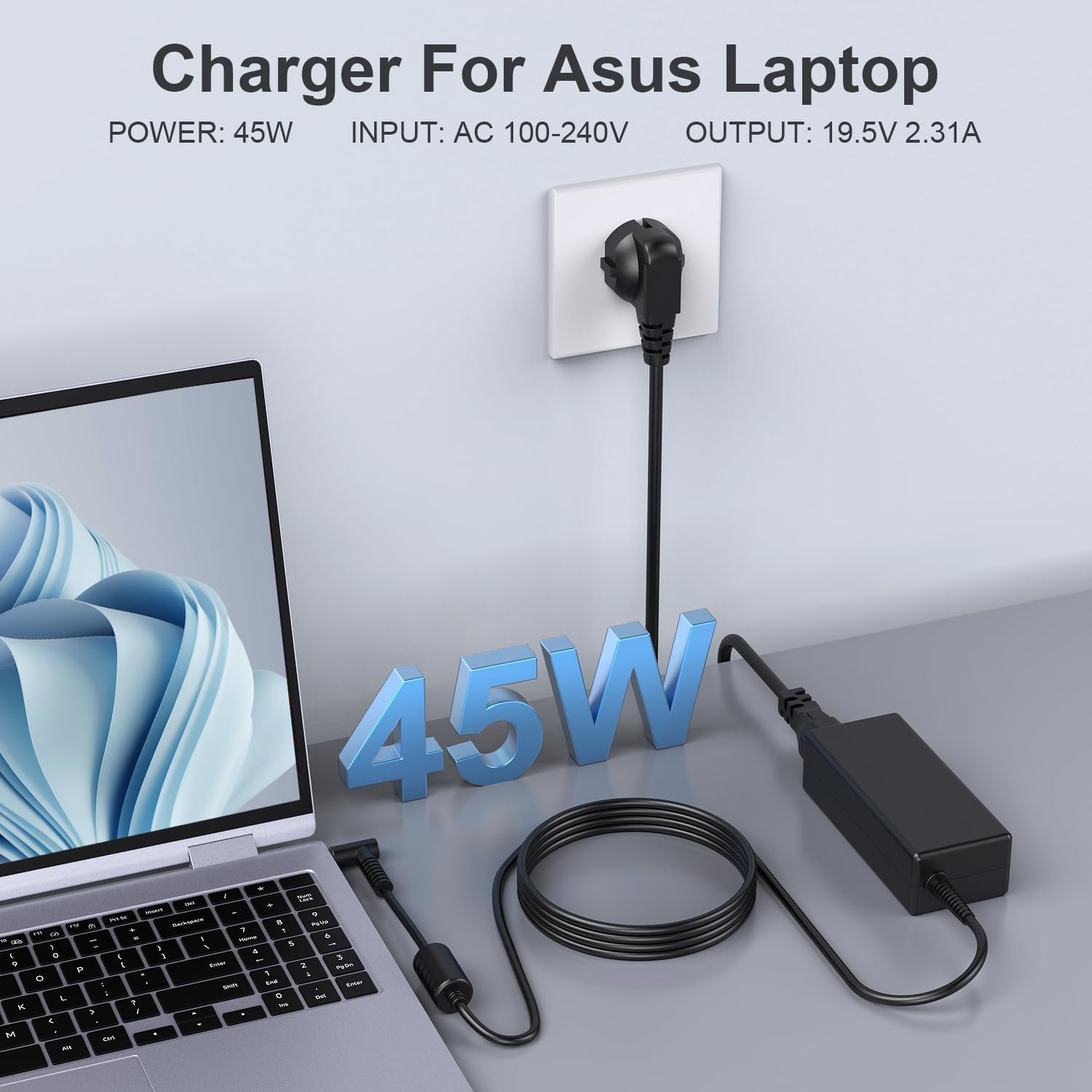 45 W HP Laptop kabel do ładowania ładowarka 19,5 V 2,31 A zasilacz