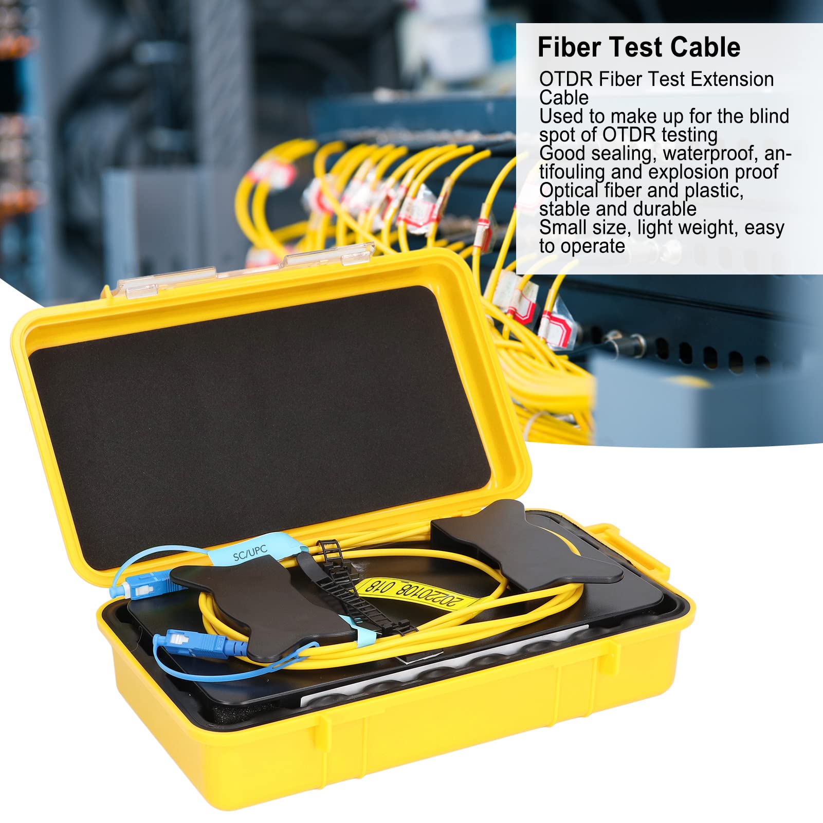 Fiber Optic Test Tool, OTDR Jumper Cable Box, Single Mode Optic Fiber Test Extension Cord, SC UPC to SC UPC Fiber Optic Dead Zone Test Tool Set, 2000 Meter