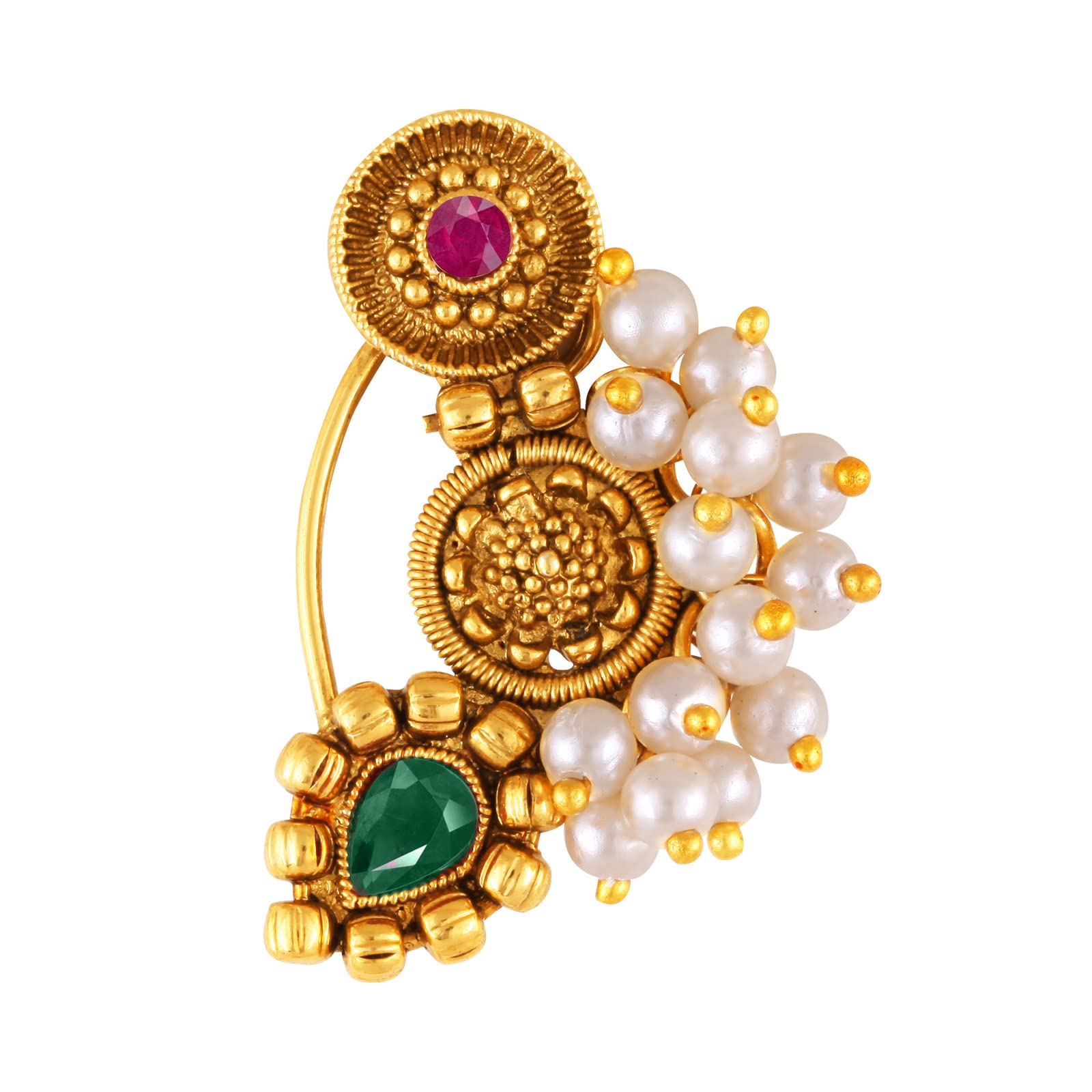 Vighnaharta Gold Plated with Pearl Alloy and Artificial stone Non Piercing Maharashtrian Nath Nathiya./ Nose Pin valentine day gift valentineday gift for her gift for him gift for women gift for women {VFJ1168NTH-Press-Multi } (B0B5H21KX9) Amazon Price History, Amazon Price Tracker