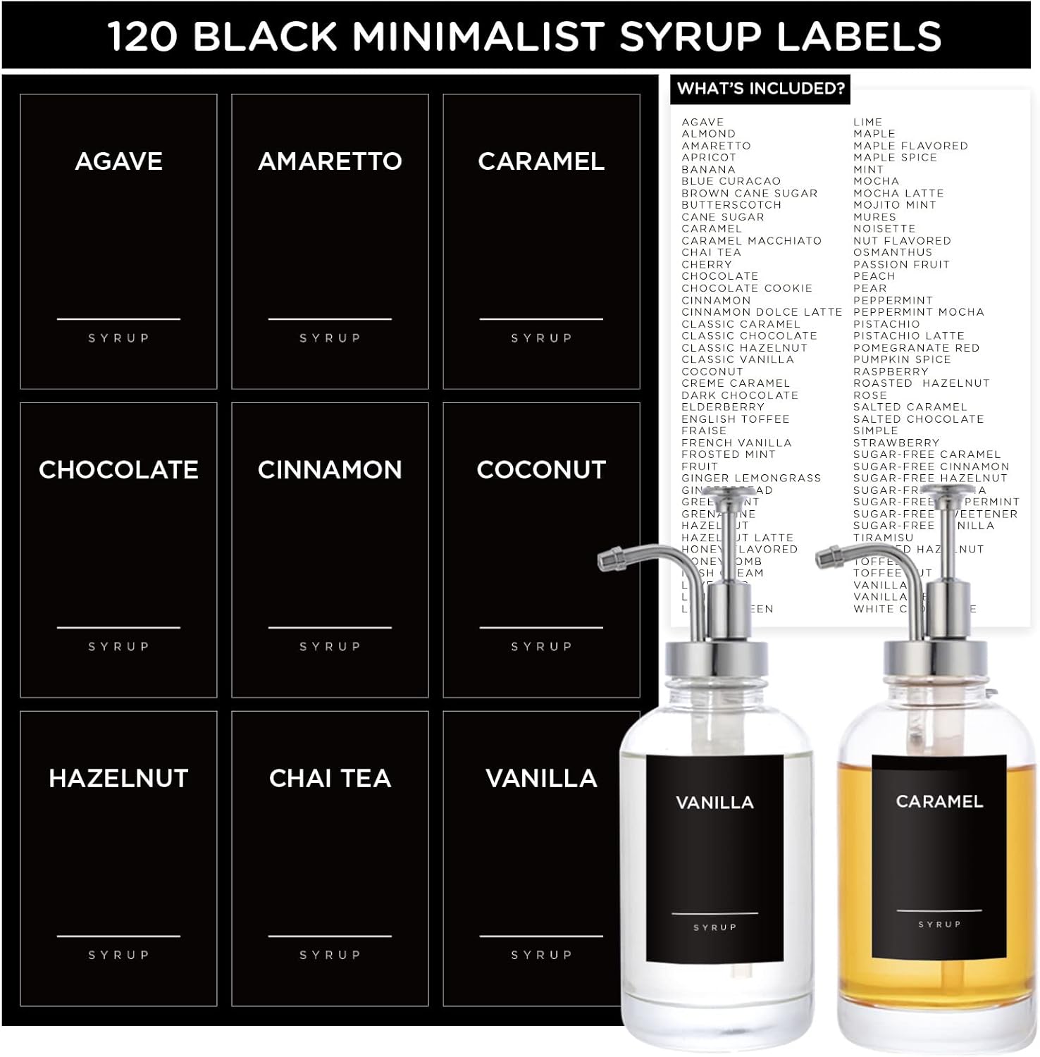 120PCS Coffee Syrup Labels for Coffee Bar, Joyfulmap