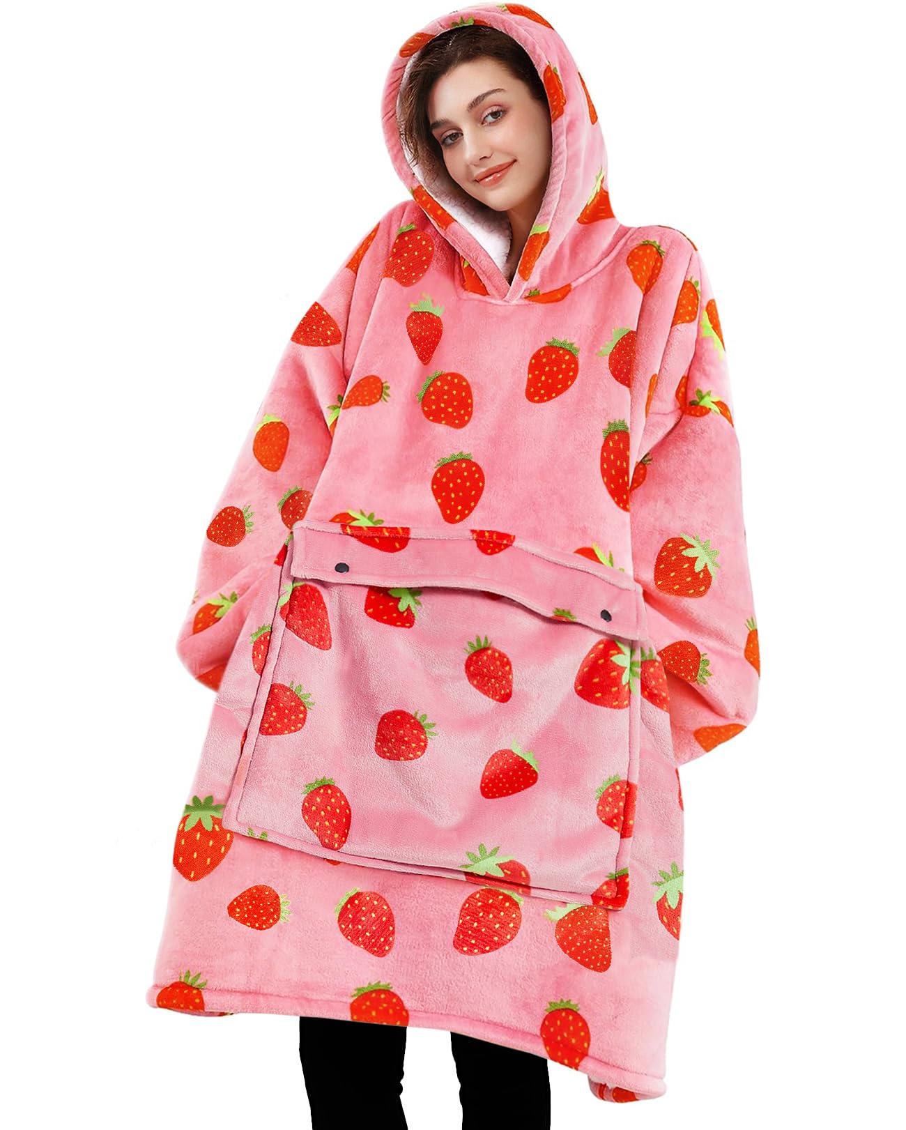 Felpa con cappuccio e coperta per donna, oversize, calda e indossabile | IT