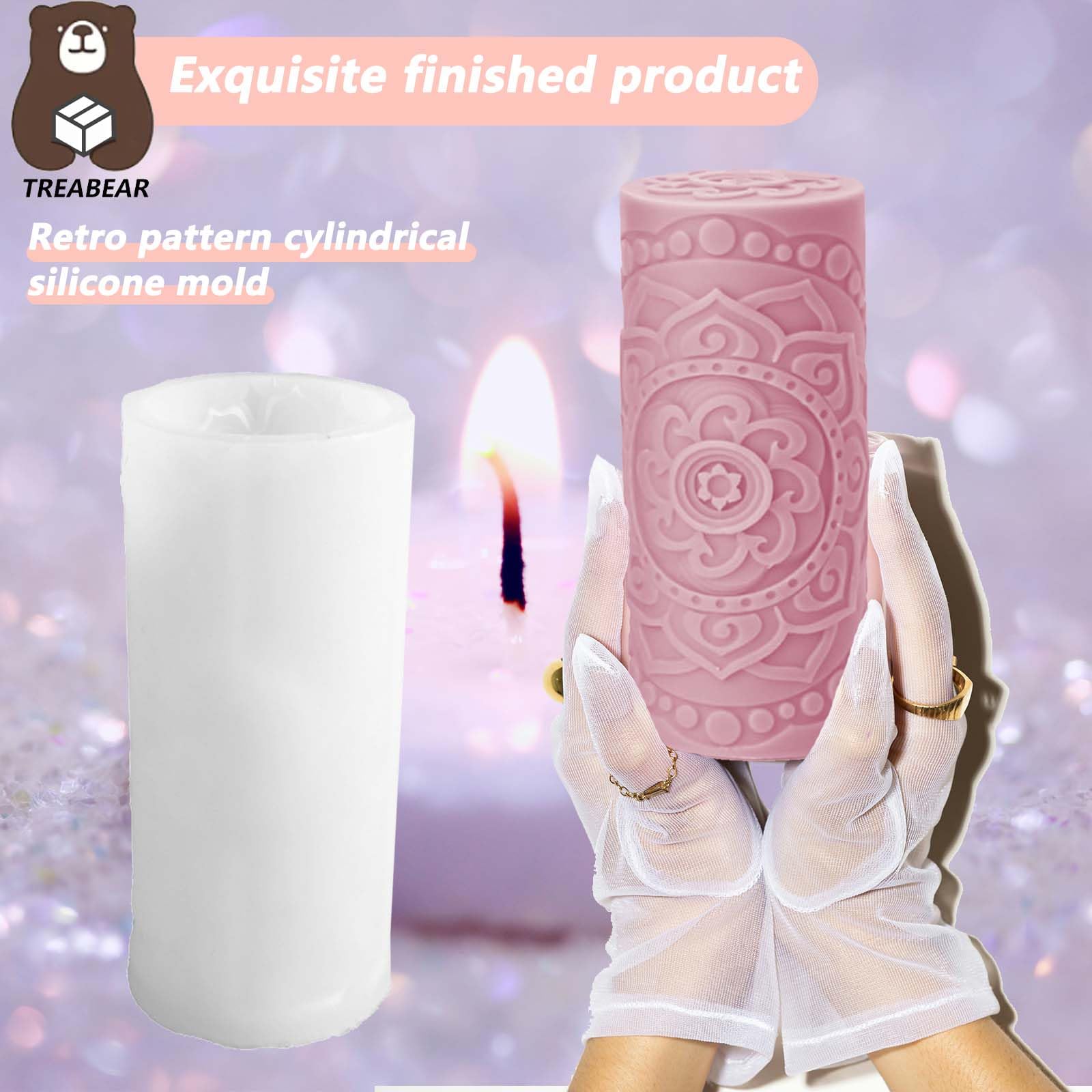 TREABEAR Moules à Bougies Silicone Cylindriques Motif Lune Étoiles - Pour DIY