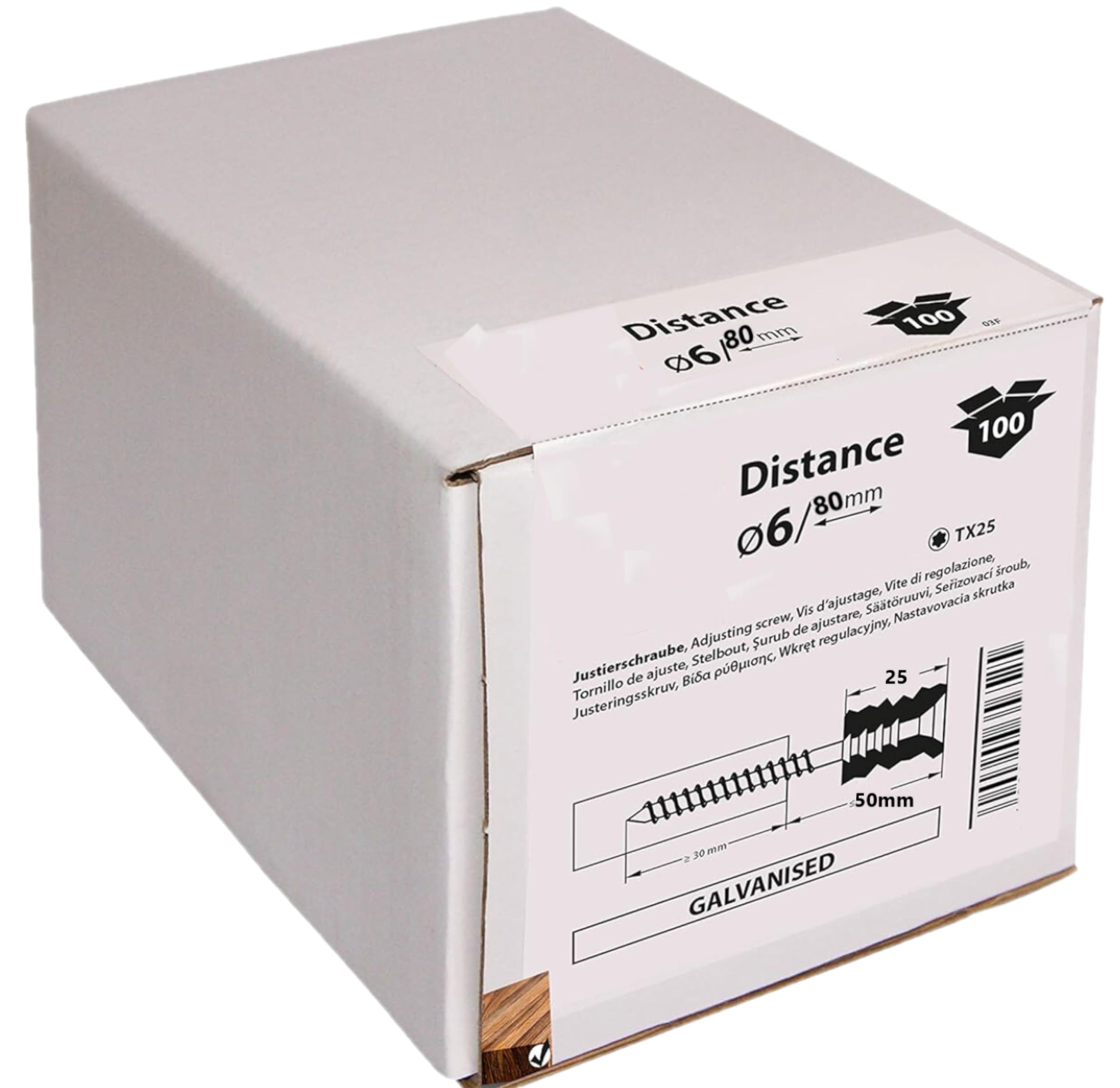 Tox Justierschrauben mit BIT zu jeder Packung - Distanzschrauben zum millimeter genauen einstellen - Abstandsschrauben - Nivellierschrauben für Holz, Packungseinheit (6x80mm)