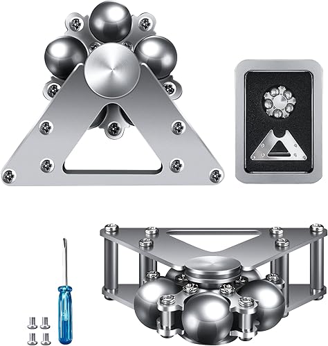 primaniacs Rueda de la fortuna Fidget Spinner, juguetes de escritorio con soporte, marco de metal de acero inoxidable, rodamiento liso, plata