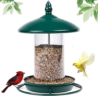 Bird Feeders for Outside,Bird Feeder Holds 1.52LB Seeds,Metal Bird Feeder for Outdoors Hanging,Wild Bird Feeder for Outdoor Garden. Green