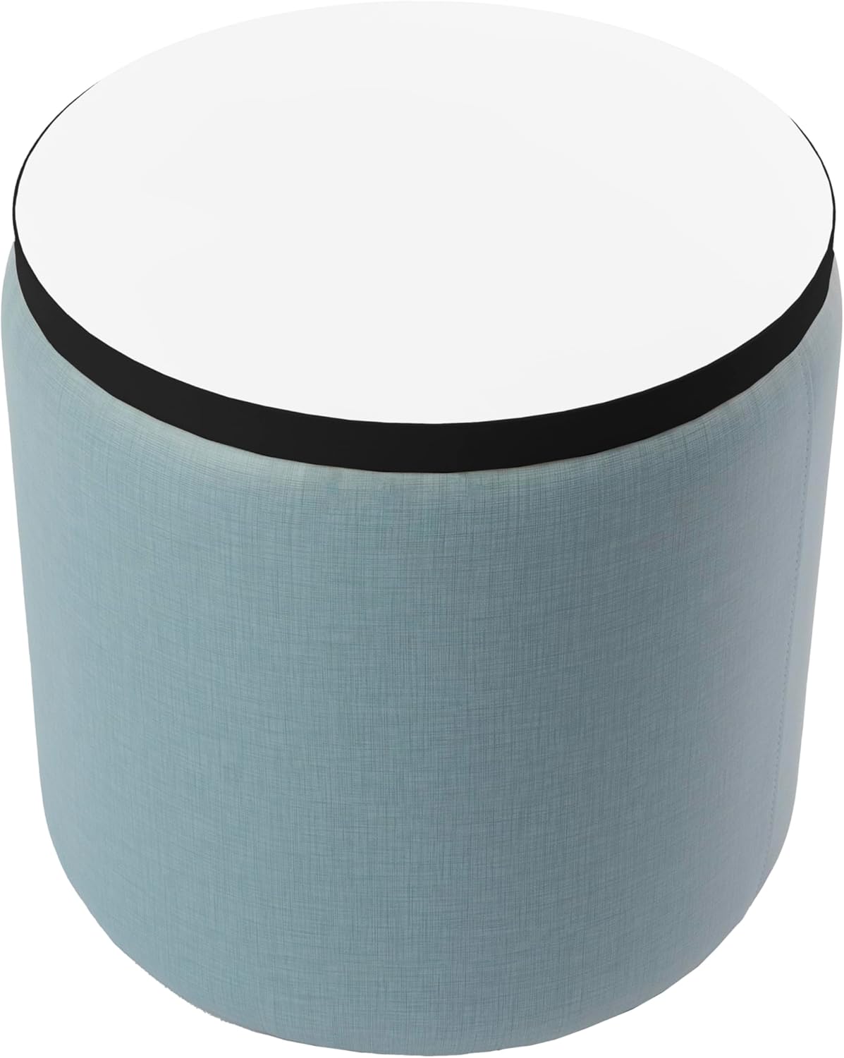 FDP Pro Series Upholstered 18" Round Dry-Erase Ottoman, 18" Height Collaborative Commercial Furniture for Hotel Lobby, Office, Restaurant, Waiting Room -Sky Blue/Whiteboard/Black