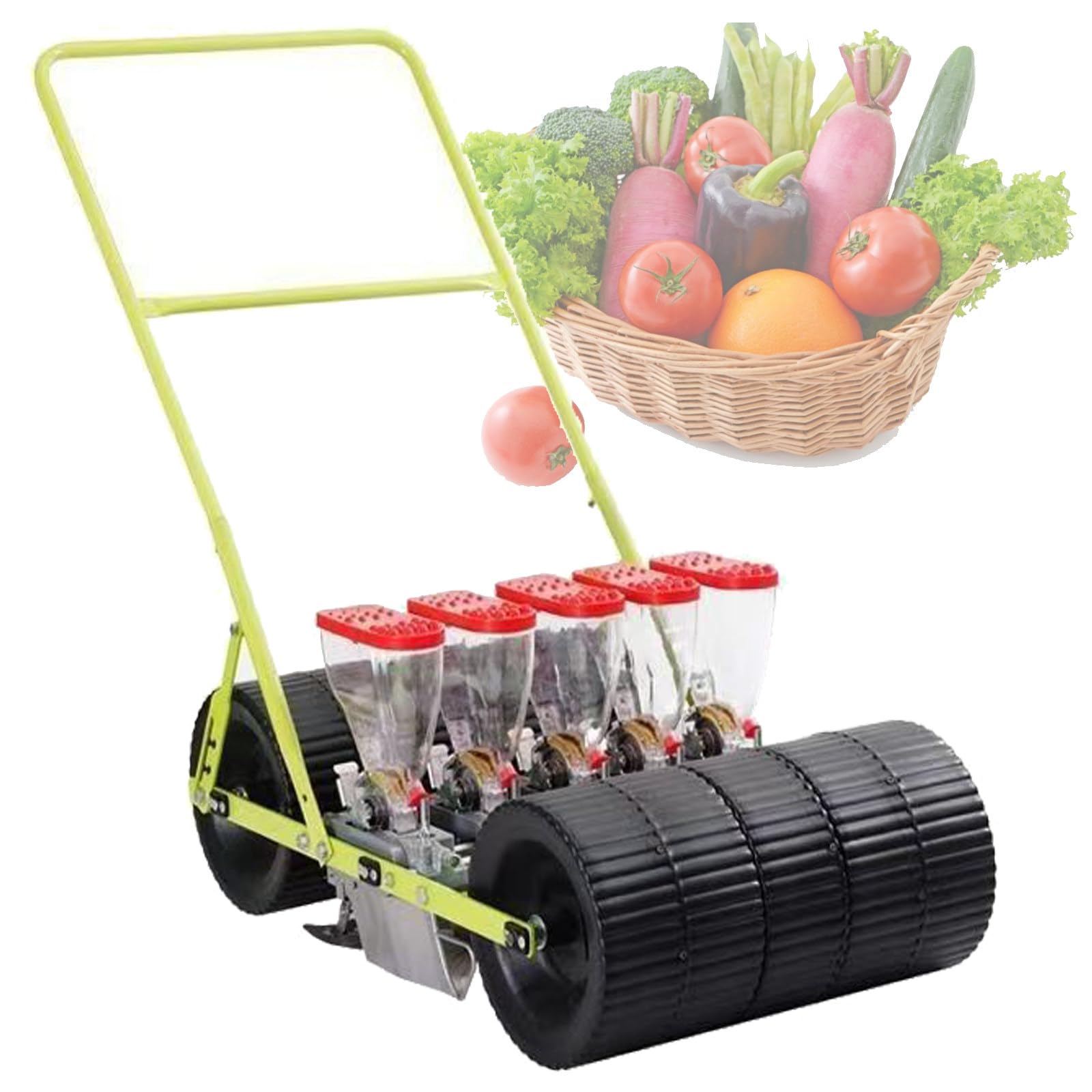 Sembradoras de precisión para Jardines pequeños; esparcidoras de jardín; sembradoras manuales de Empuje para perejil, repollo y rábanos; esparcidora con espaciado Ajustable 5Row