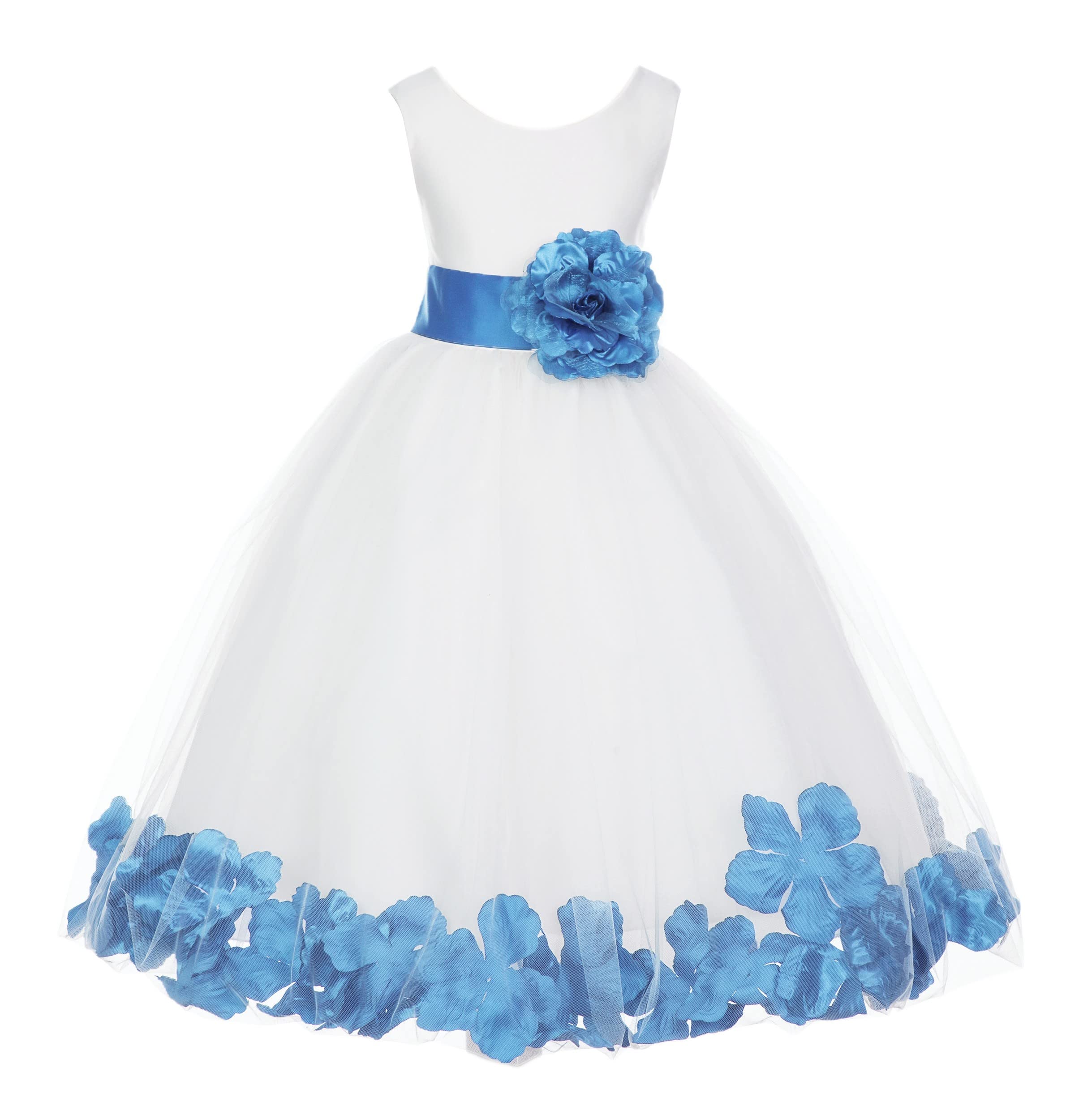 White Tulle Rose Petals Flower Girl Dress Tulle Dress Christening Dress 302T 12