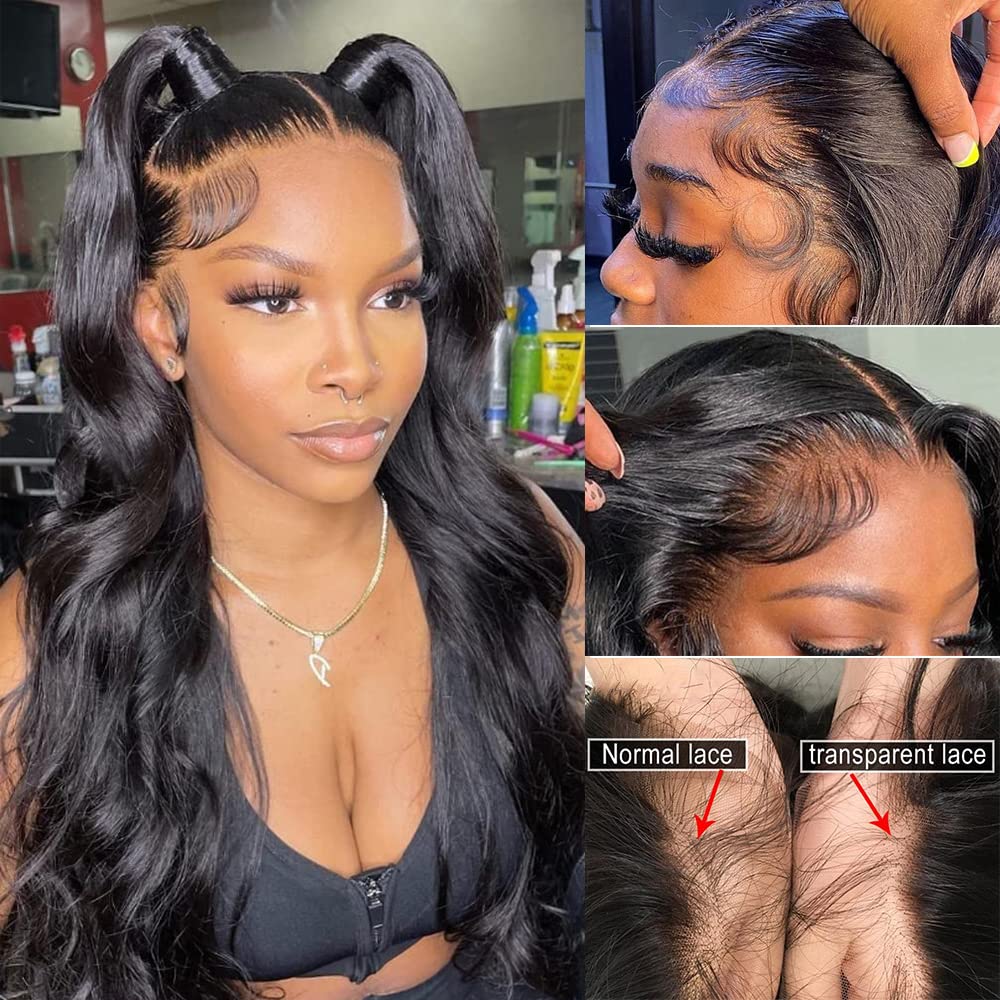 Body Wave Lace Front Wigs Human Hair 180% Density 13x6 HD Transparent Lace Frontal Wigs for Black Women 22inch Brazilian Virgin Human Hair Pre Plucked with Baby Hair Natural Hairline Product Image 2