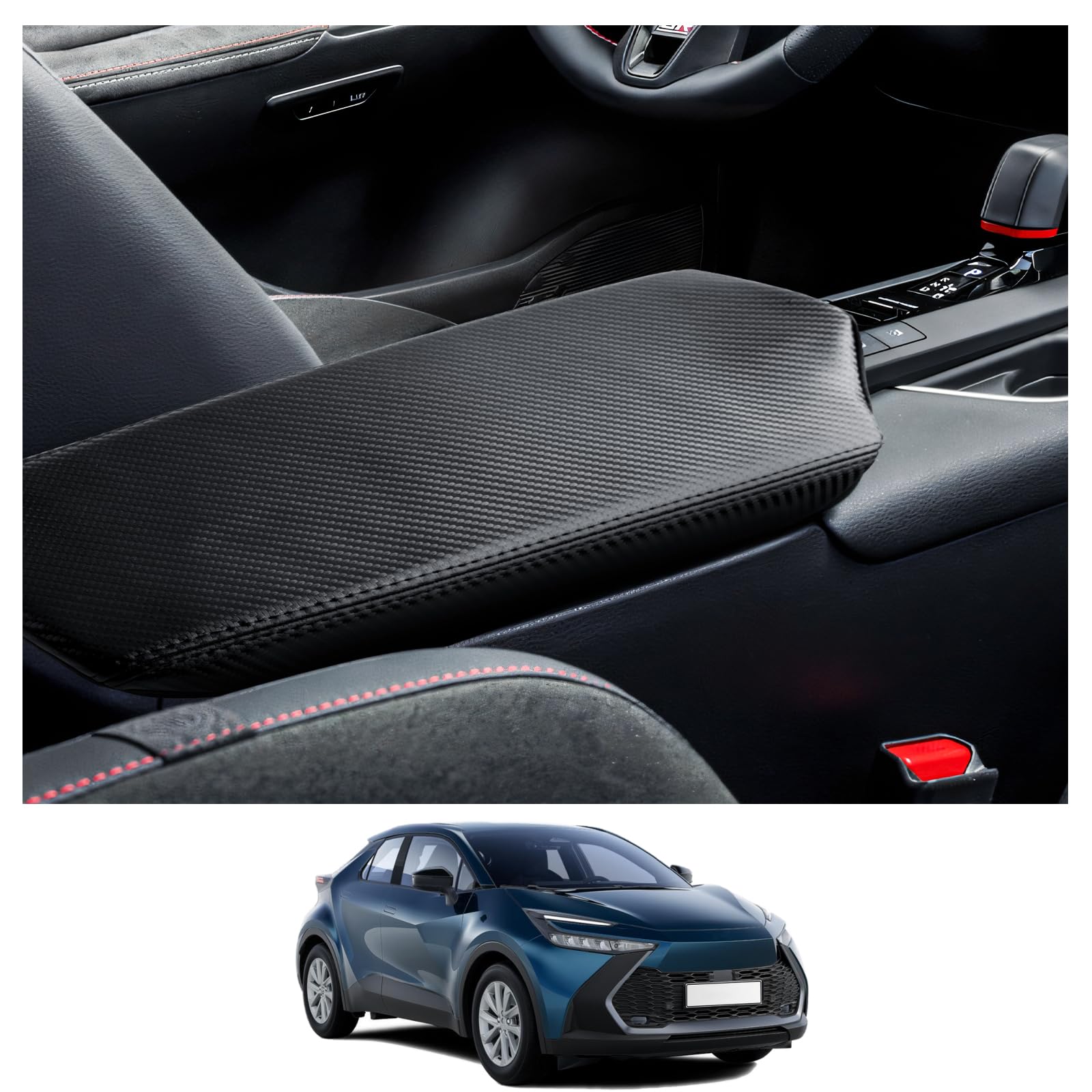 CDEFG Compatibile con Toyota C-HR CHR Hybrid 2024 2025 Bracciolo Centrale Braccioli Coperchio Copertura Protezione antigraffio Console Centrale Similpelle Bracciolo Box Cover Auto CHR 2024 Accessori