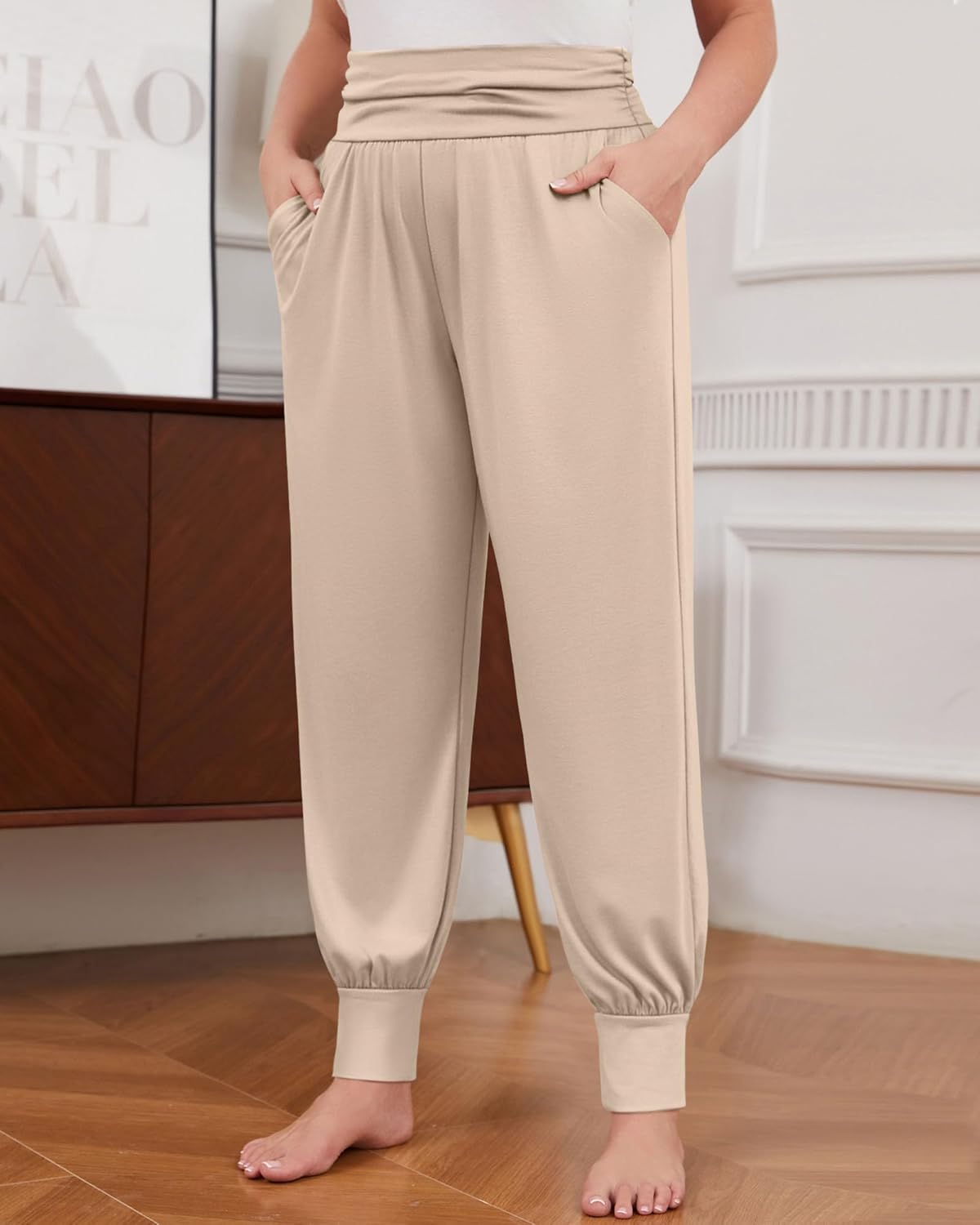 2 Pack Womens Plus Size Yoga Joggers, Loose Workout Sweatpants Comfy Lounge Pants with Pockets Casual Pajama Pants - Image 6