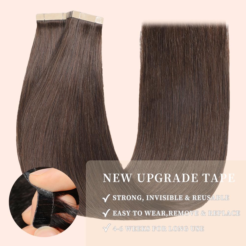YDDM Extension Capelli Veri Biadesivo 20pcs 40cm 40g extension biadesive capelli veri Tape In Extension Capelli Veri Extension Adesive Capelli Veri(16inch,2#)