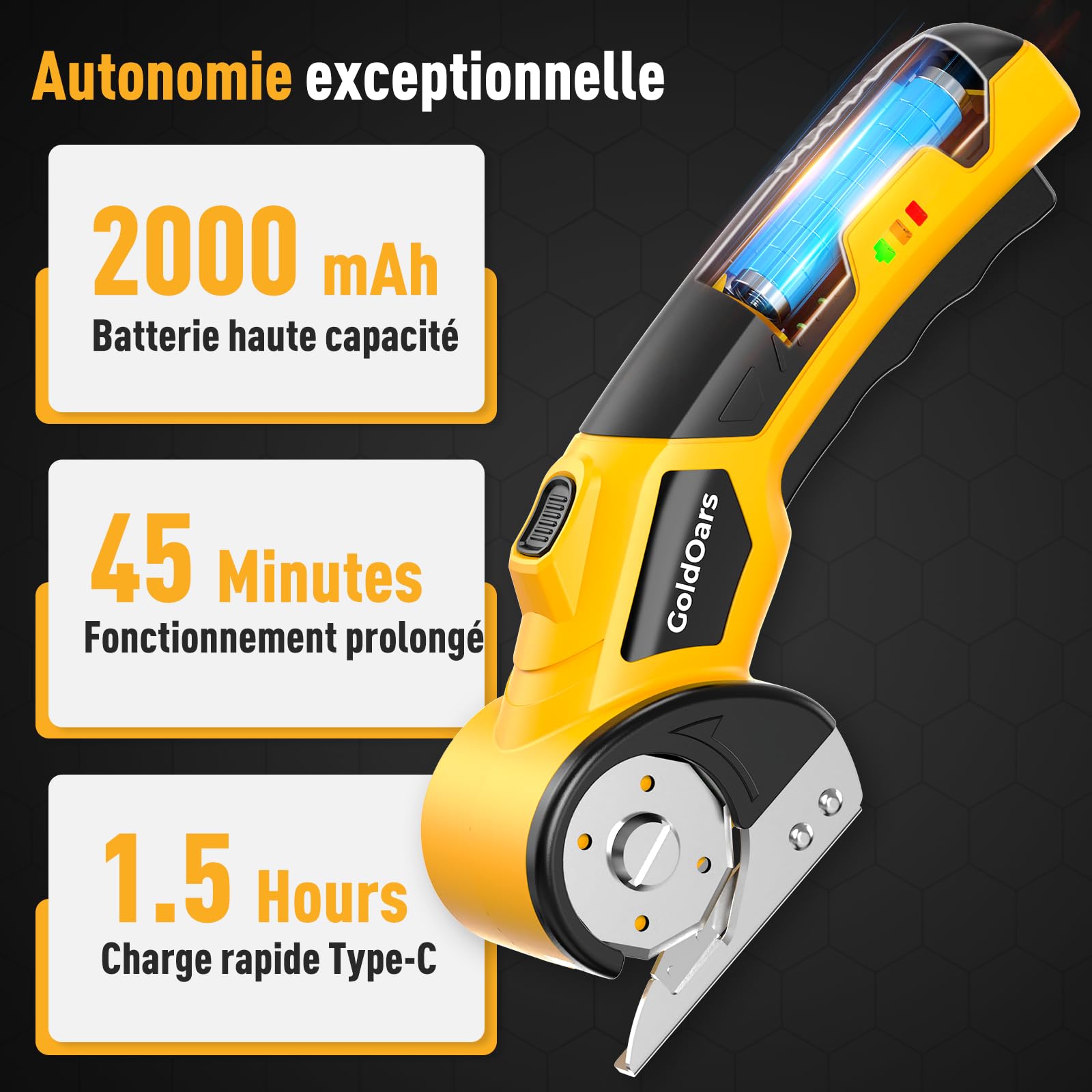 Cutter pour Carton, Cutter Électrique avec Batterie Rechargeable 4V 2000mAh, Épaisseur de Coupe de 6mm pour Carton, Boîtes et Loisirs Créatifs, Inclut une Lame Supplémentaire | 2000mAh, Épaisseur de Coupe 6mm, Pour Carton, Boîtes et Loisirs Créatifs, Incl