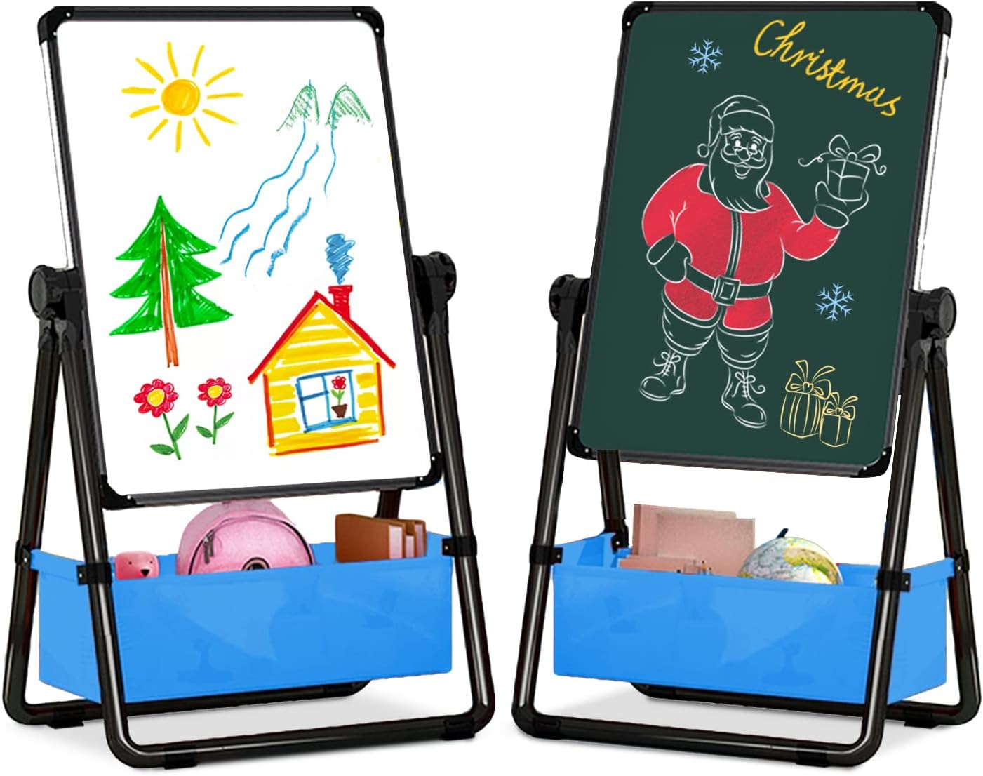 Kids Art Easel Double Sided Iron Easel Whiteboard Chalkboard 360